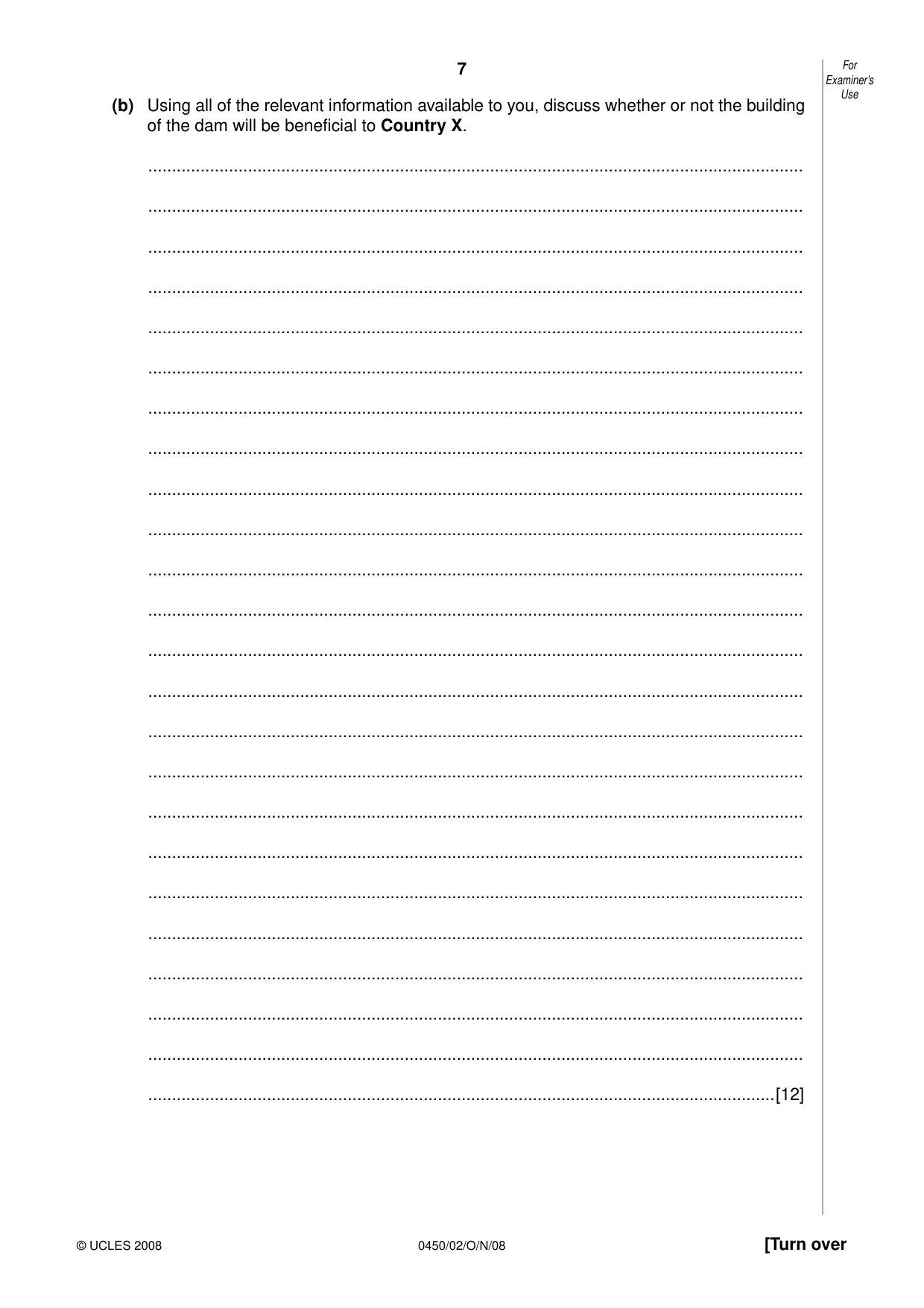 Cambridge IGCSE Business Studies 0450 2008 Oct/Nov Paper 2 · Variant 1 question paper, page 7 of 16