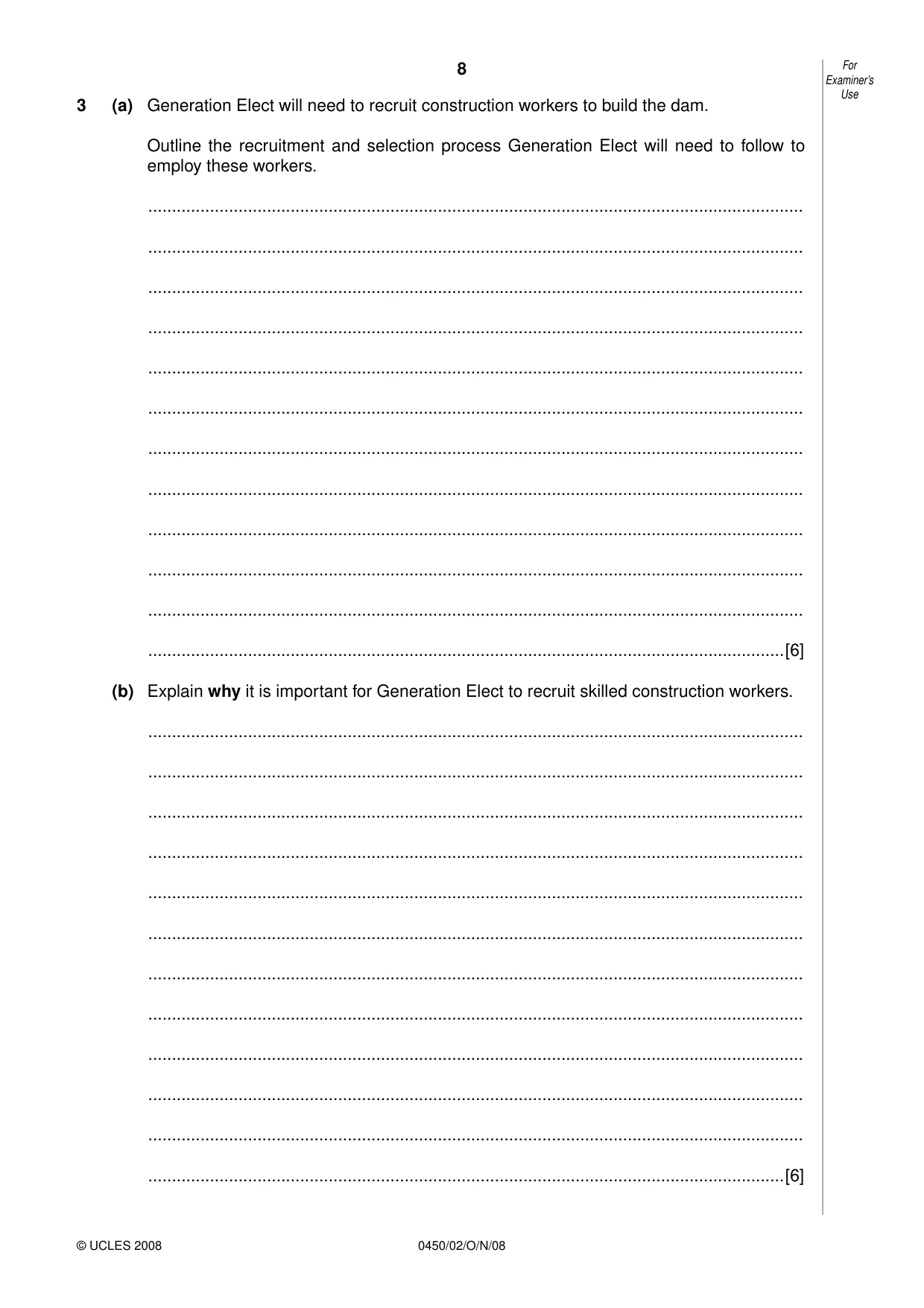 Cambridge IGCSE Business Studies 0450 2008 Oct/Nov Paper 2 · Variant 1 question paper, page 8 of 16