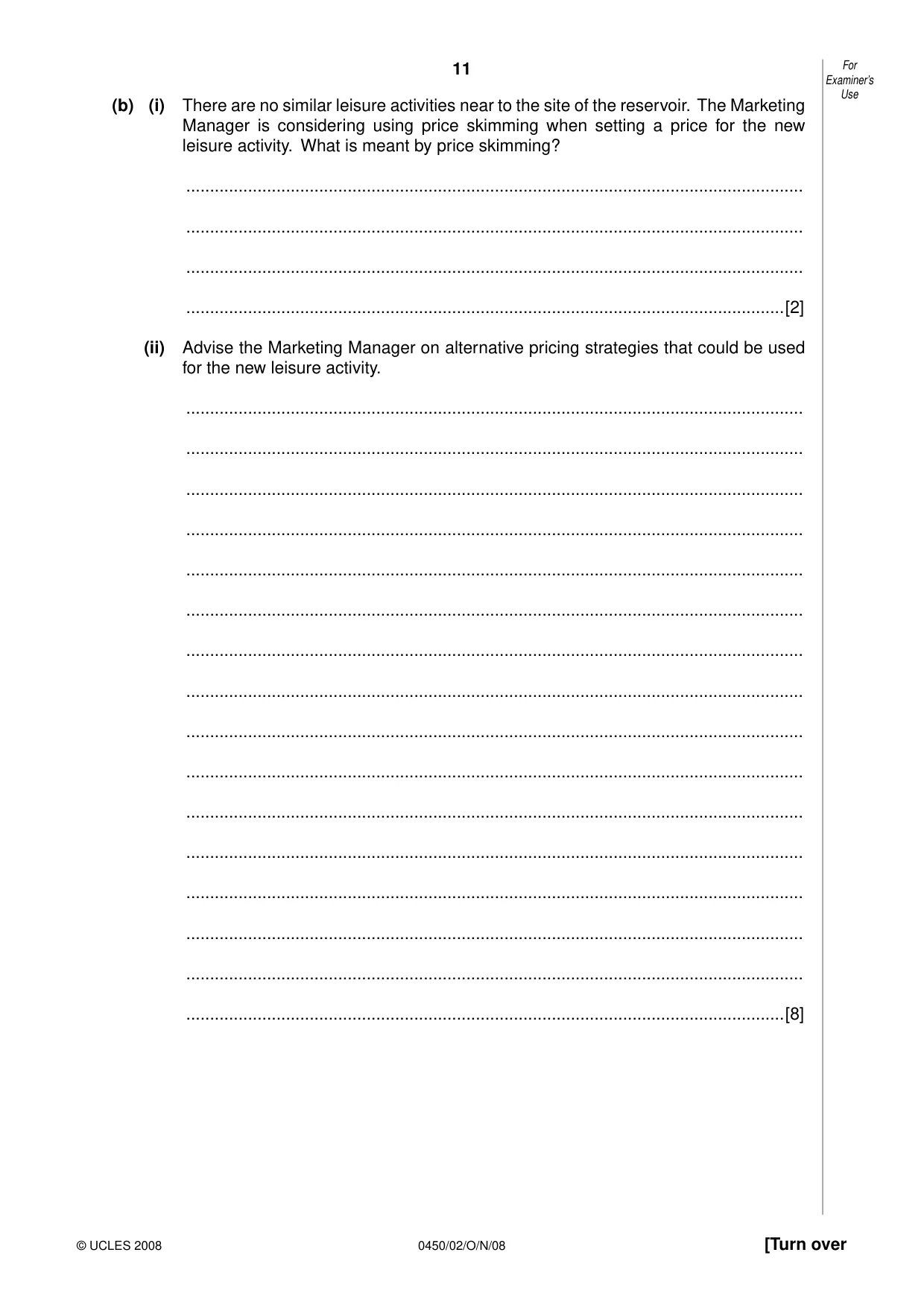 Cambridge IGCSE Business Studies 0450 2008 Oct/Nov Paper 2 · Variant 1 question paper, page 11 of 16