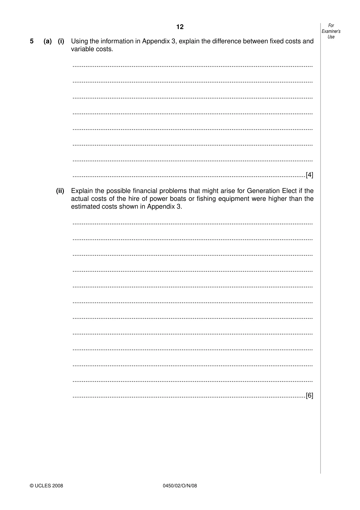 Cambridge IGCSE Business Studies 0450 2008 Oct/Nov Paper 2 · Variant 1 question paper, page 12 of 16