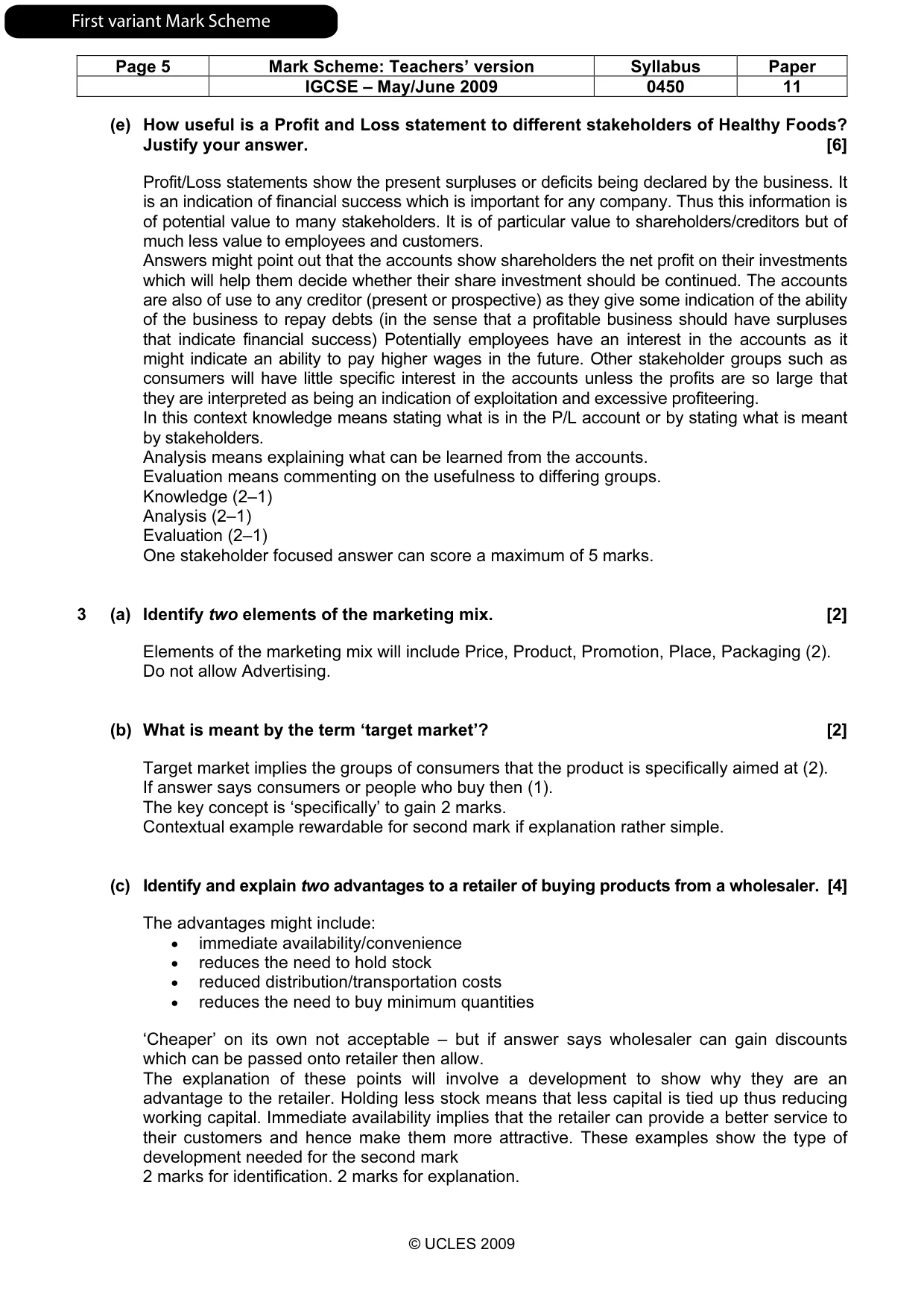 Mark scheme, page 6 of 21