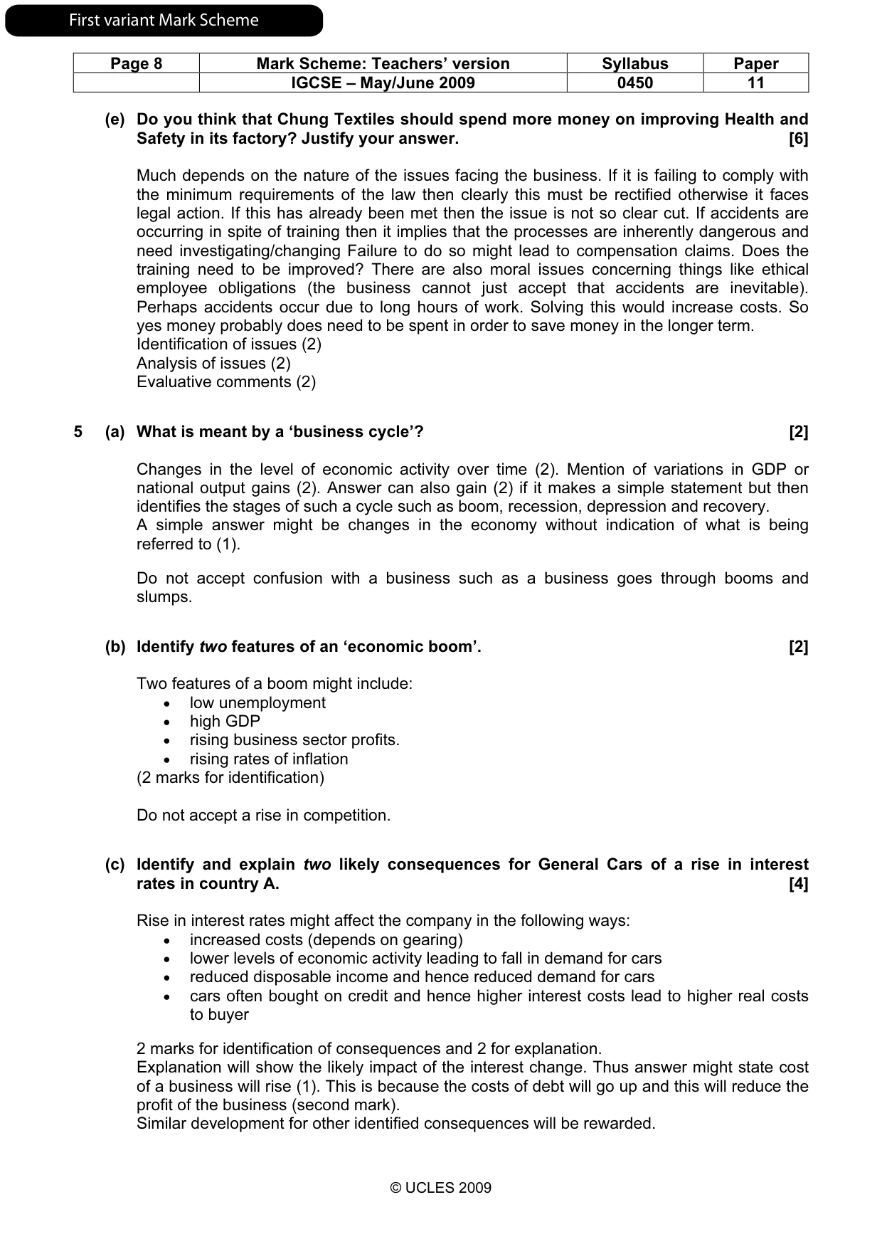 Mark scheme, page 9 of 21