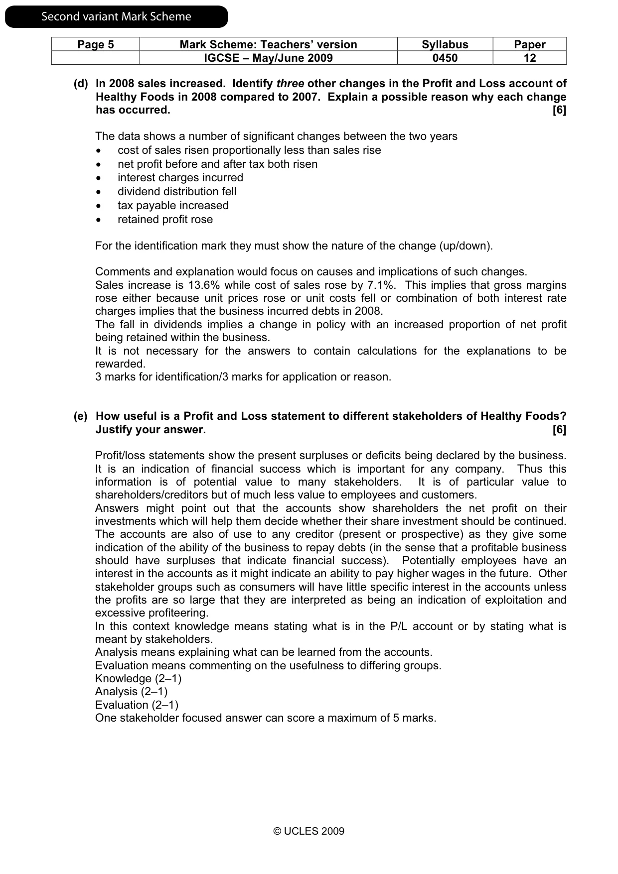 Mark scheme, page 15 of 21