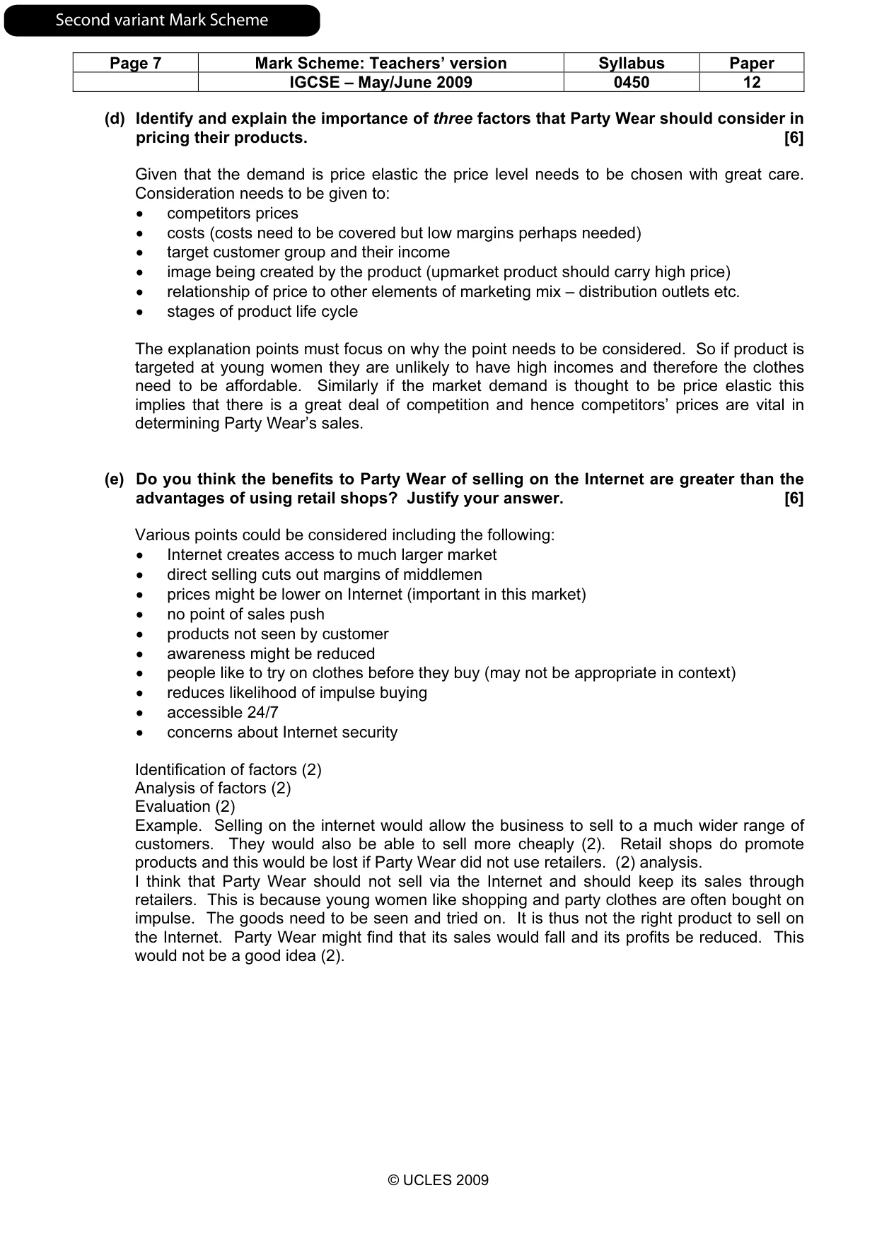 Mark scheme, page 17 of 21