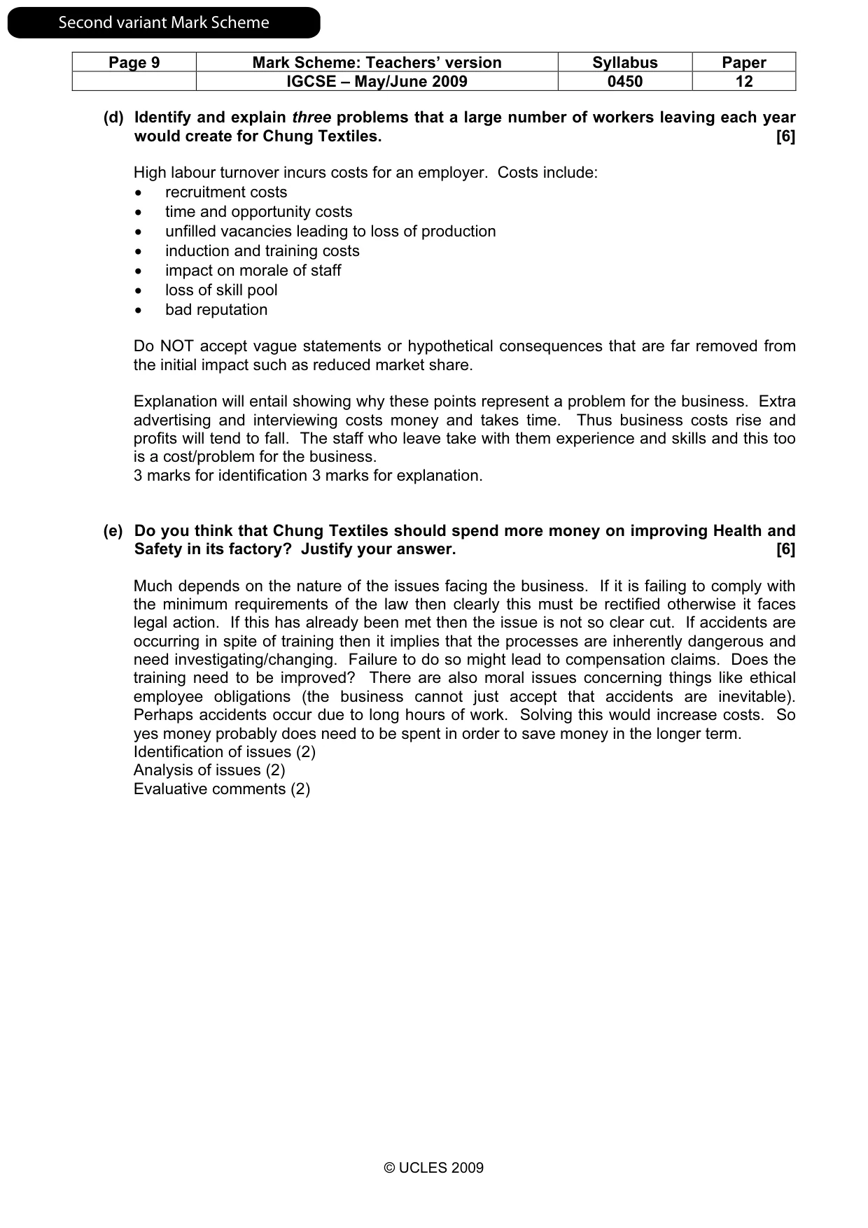 Mark scheme, page 19 of 21