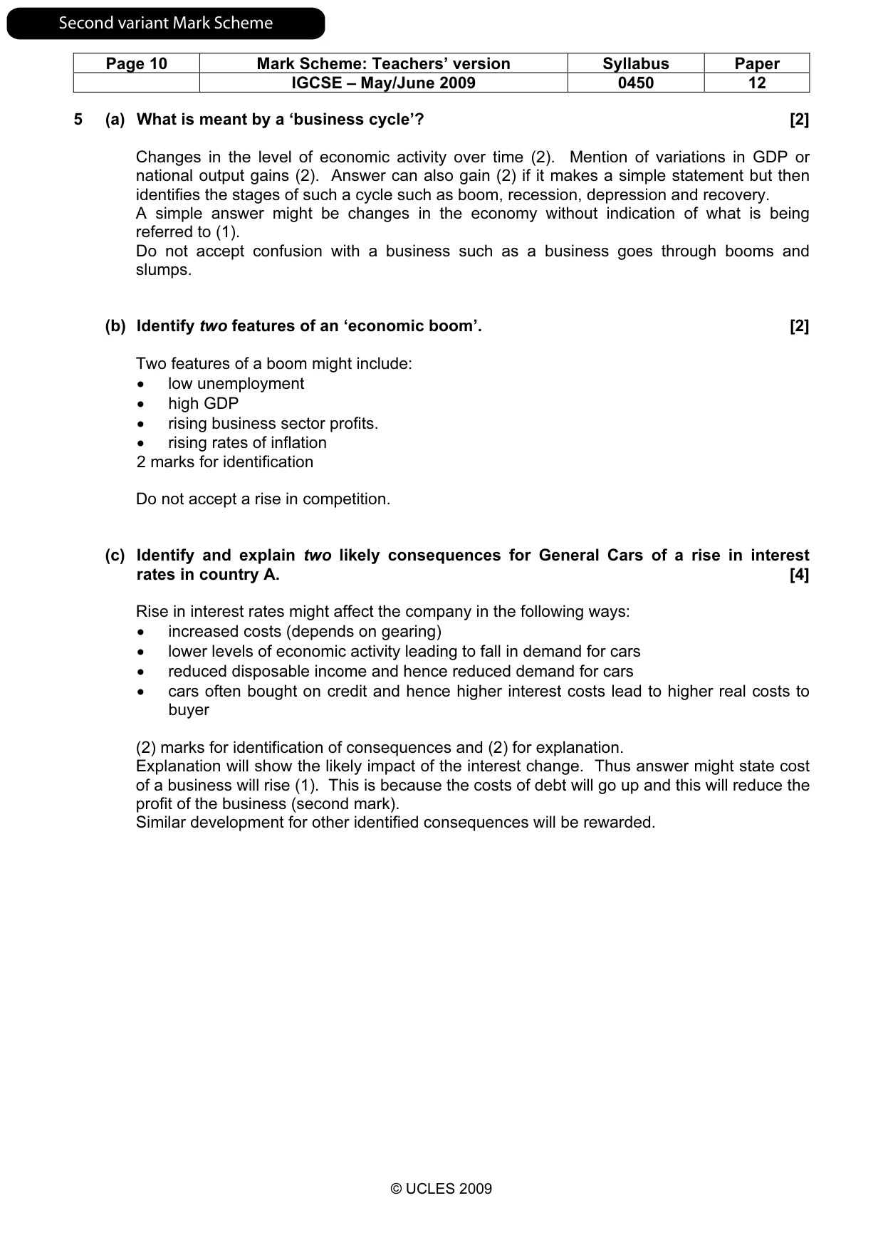 Mark scheme, page 20 of 21
