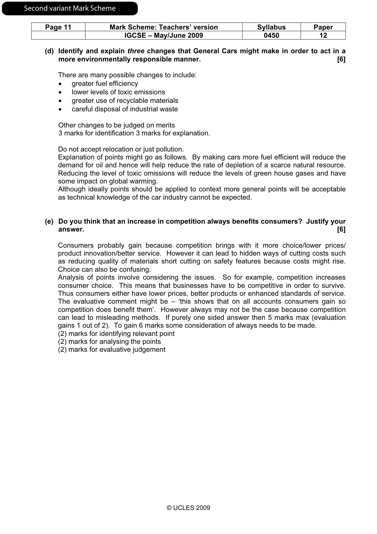 Mark scheme, page 21 of 21