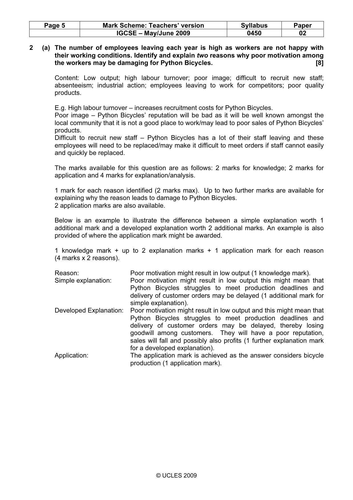 Mark scheme, page 5 of 11