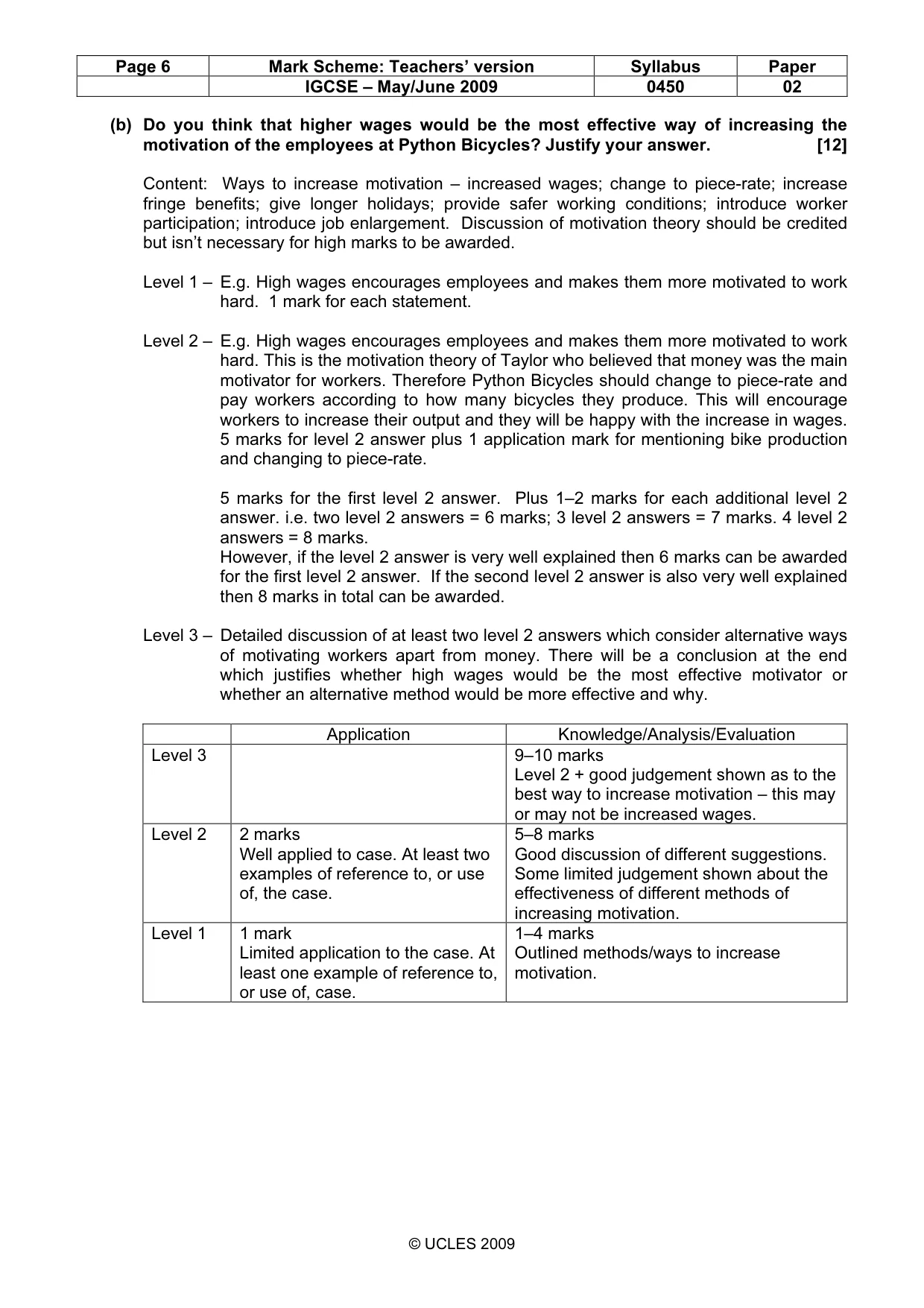 Mark scheme, page 6 of 11