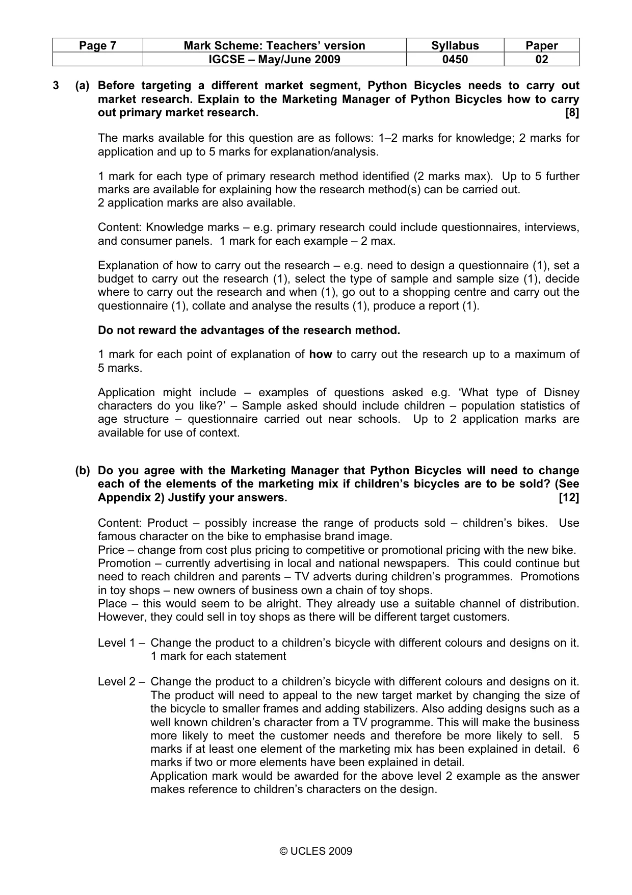 Mark scheme, page 7 of 11