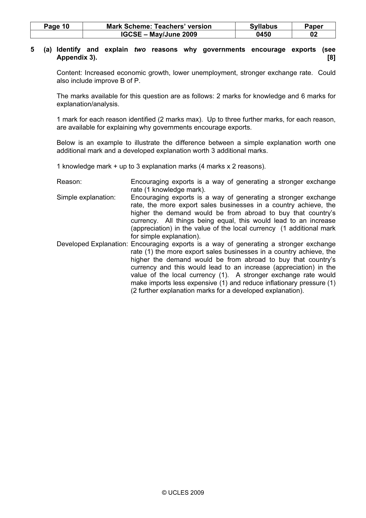 Mark scheme, page 10 of 11