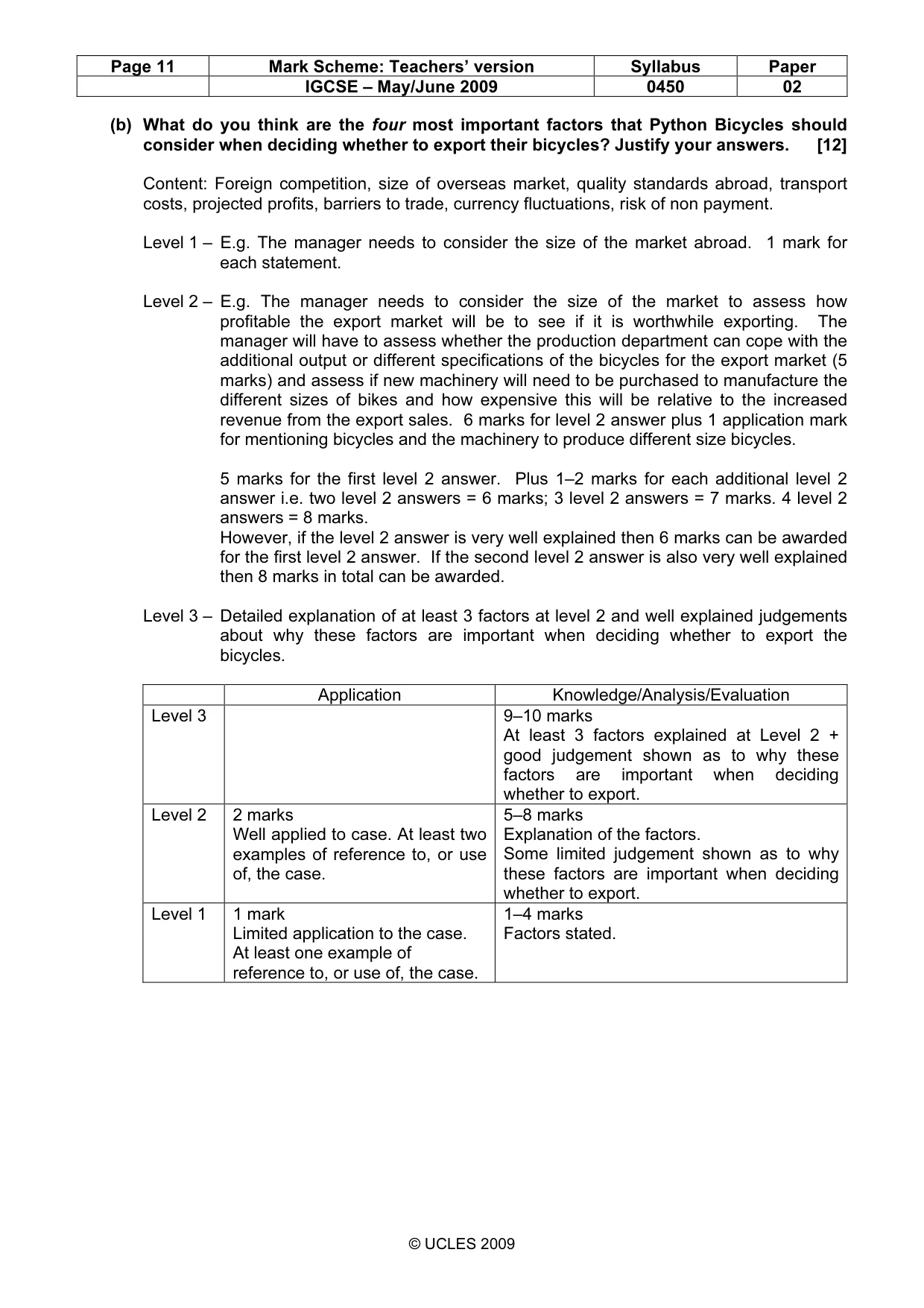 Mark scheme, page 11 of 11