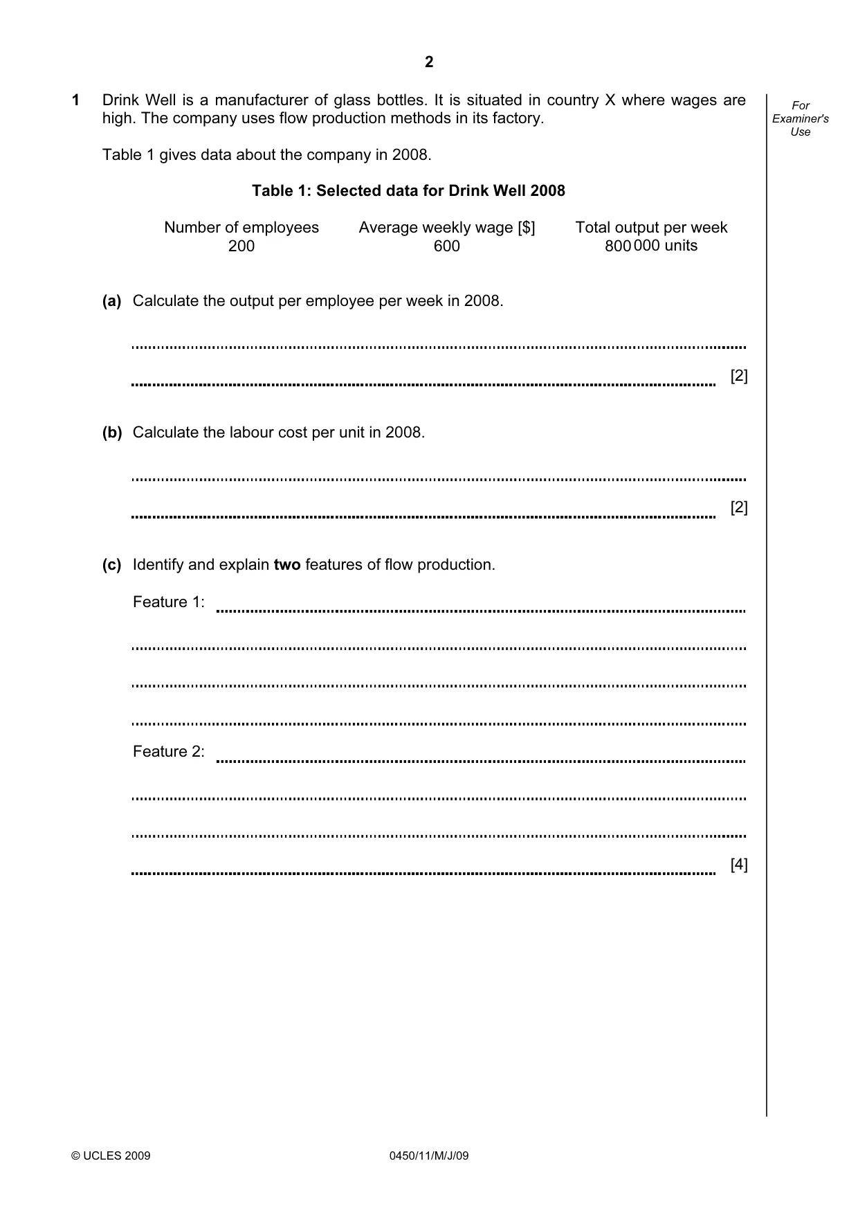 Cambridge IGCSE Business Studies 0450 2009 May/June Paper 1 · Variant 1 question paper, page 3 of 25