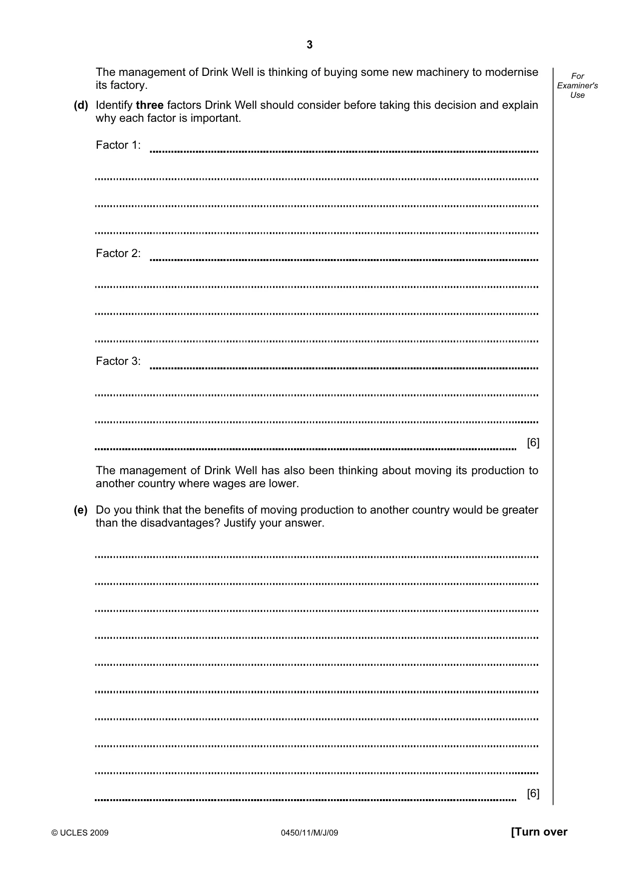 Cambridge IGCSE Business Studies 0450 2009 May/June Paper 1 · Variant 1 question paper, page 4 of 25