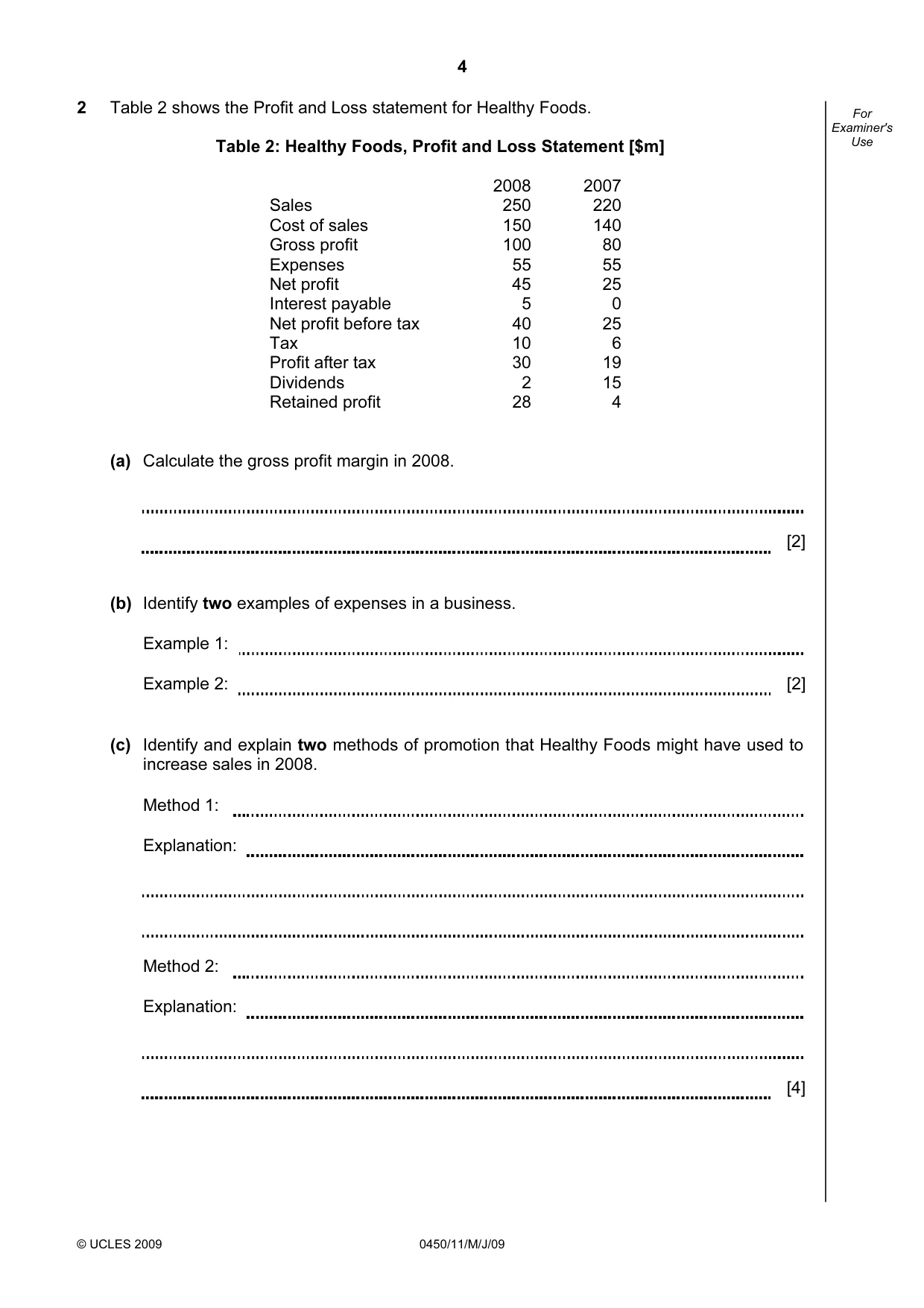 Cambridge IGCSE Business Studies 0450 2009 May/June Paper 1 · Variant 1 question paper, page 5 of 25