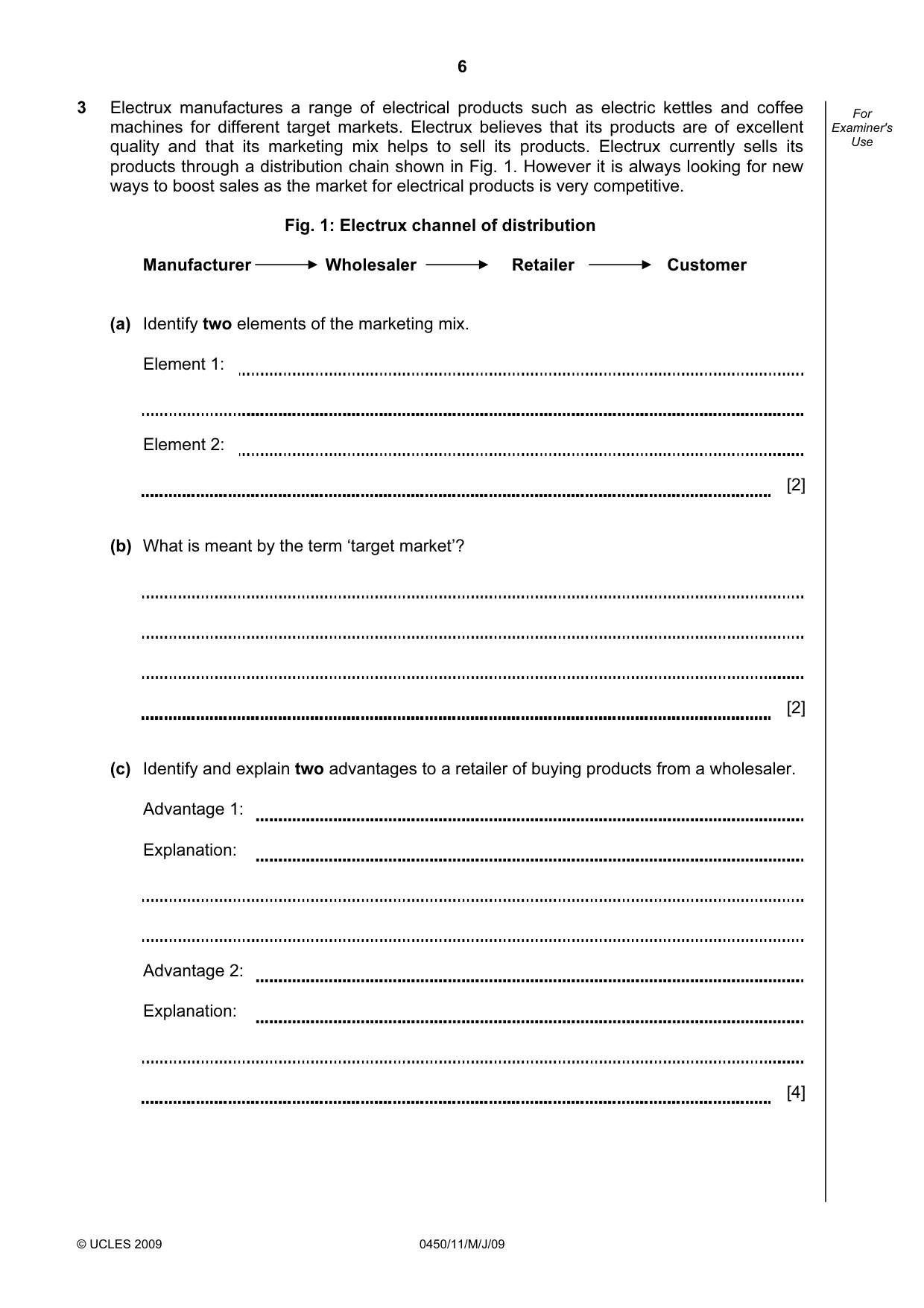 Cambridge IGCSE Business Studies 0450 2009 May/June Paper 1 · Variant 1 question paper, page 7 of 25