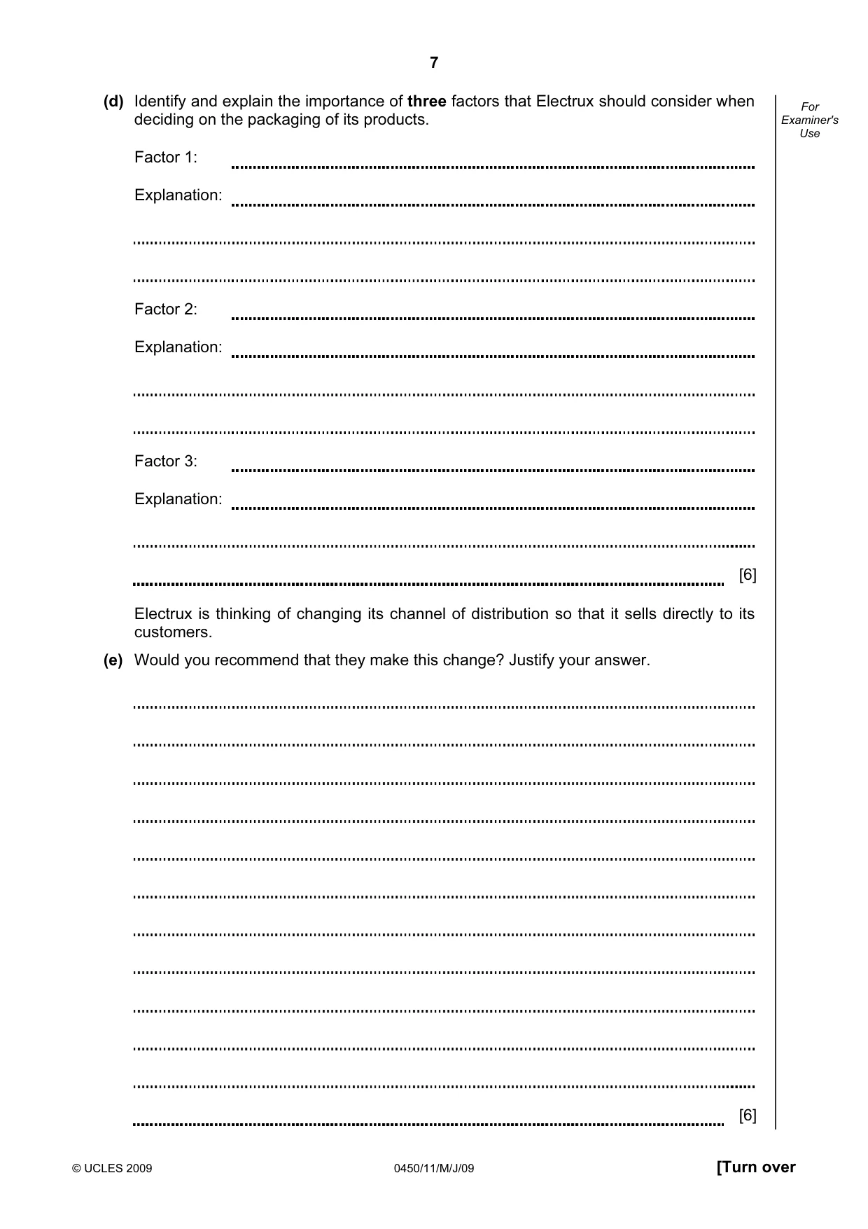 Cambridge IGCSE Business Studies 0450 2009 May/June Paper 1 · Variant 1 question paper, page 8 of 25