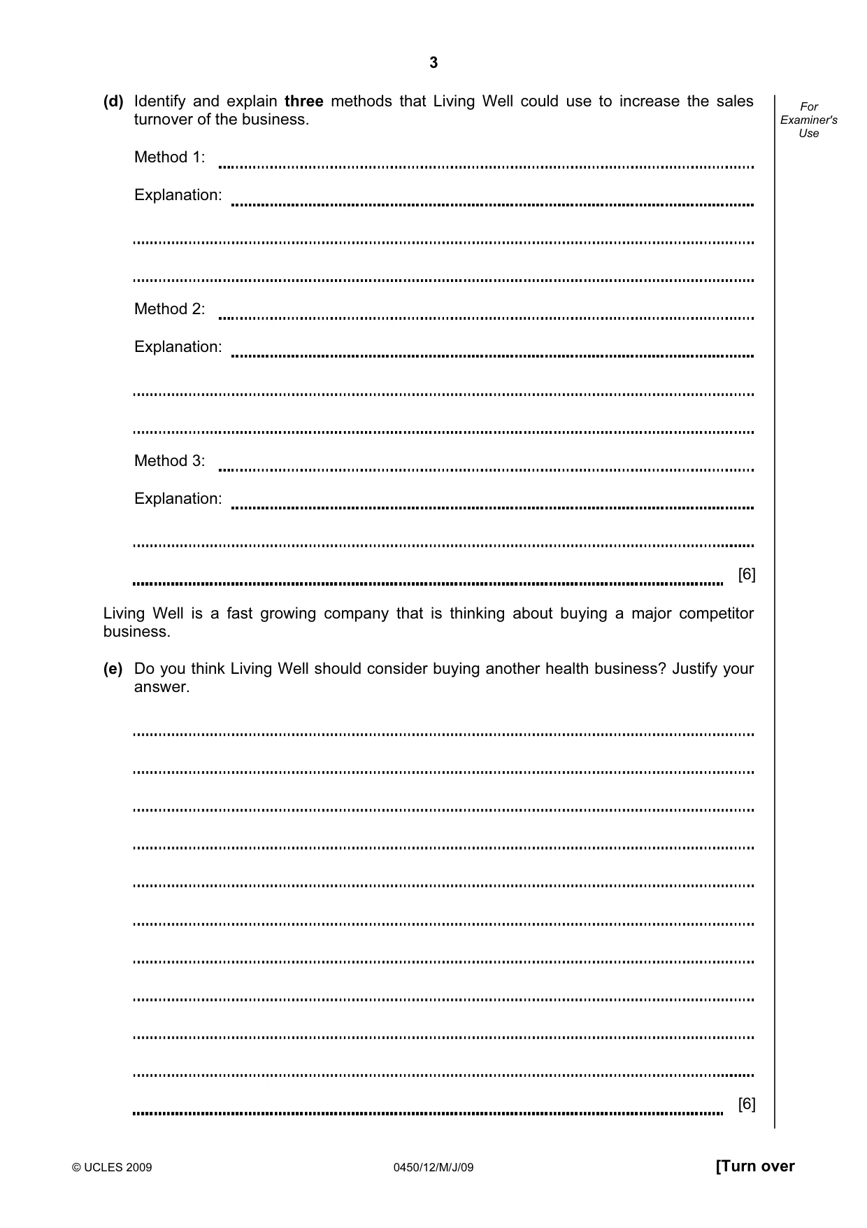 Cambridge IGCSE Business Studies 0450 2009 May/June Paper 1 · Variant 1 question paper, page 16 of 25