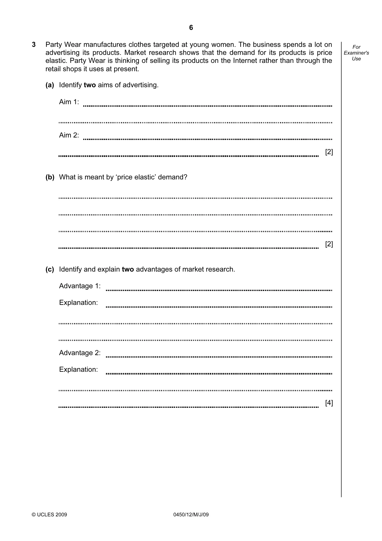 Cambridge IGCSE Business Studies 0450 2009 May/June Paper 1 · Variant 1 question paper, page 19 of 25
