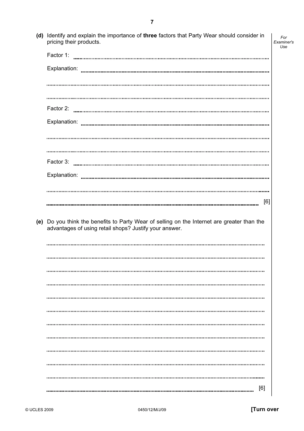 Cambridge IGCSE Business Studies 0450 2009 May/June Paper 1 · Variant 1 question paper, page 20 of 25