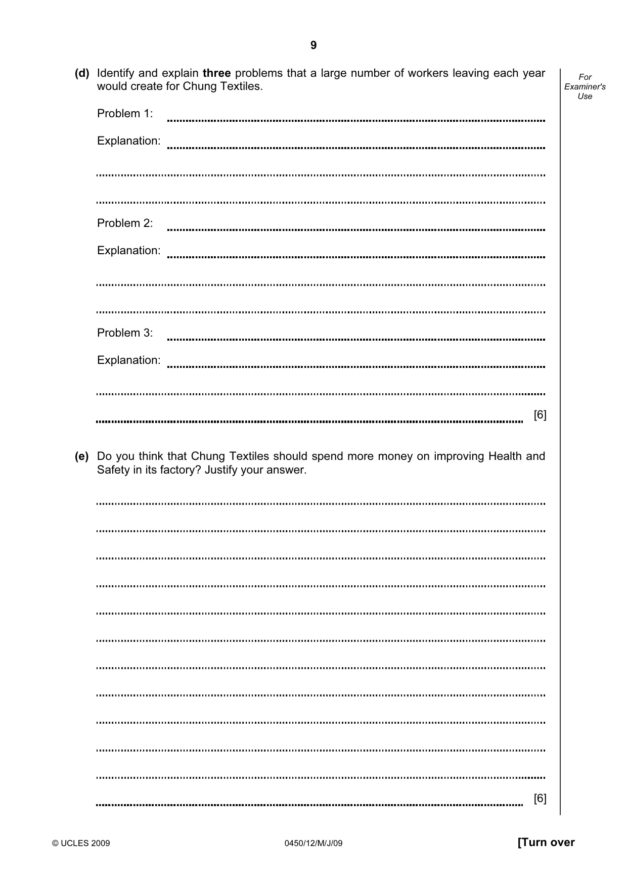 Cambridge IGCSE Business Studies 0450 2009 May/June Paper 1 · Variant 1 question paper, page 22 of 25