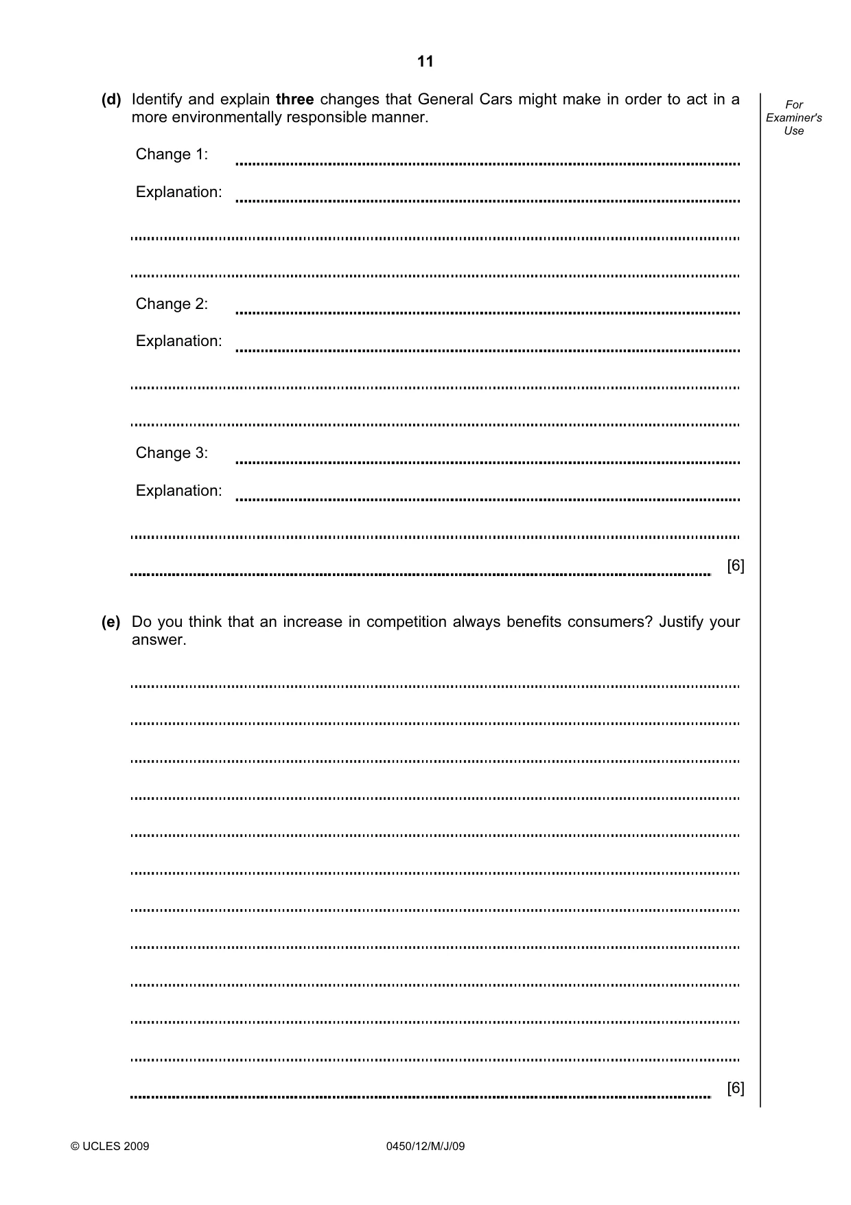 Cambridge IGCSE Business Studies 0450 2009 May/June Paper 1 · Variant 1 question paper, page 24 of 25