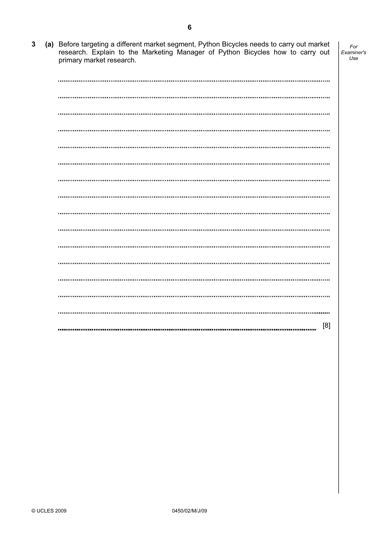 Cambridge IGCSE Business Studies 0450 2009 May/June Paper 2 · Variant 1 question paper, page 6 of 12