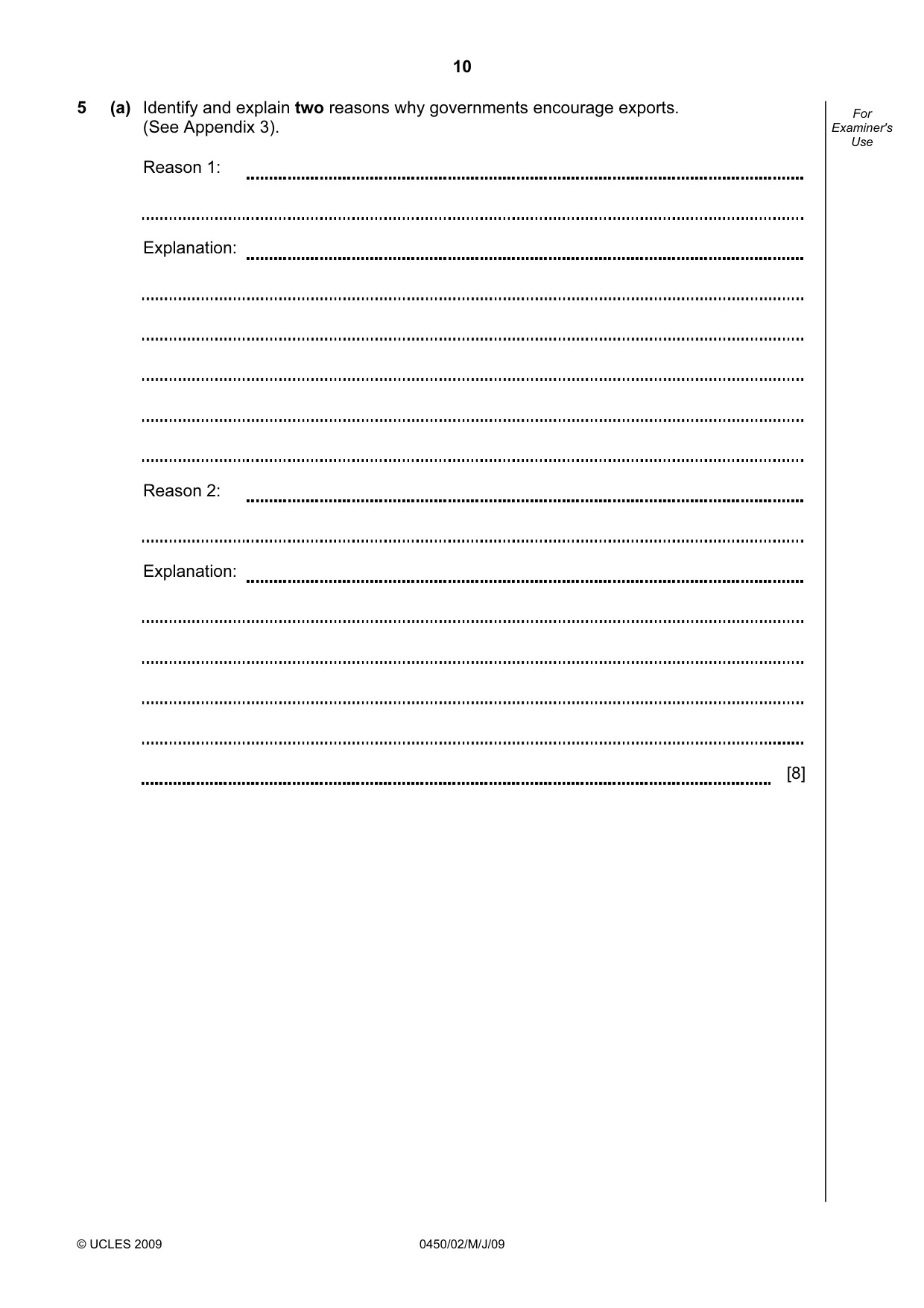 Cambridge IGCSE Business Studies 0450 2009 May/June Paper 2 · Variant 1 question paper, page 10 of 12