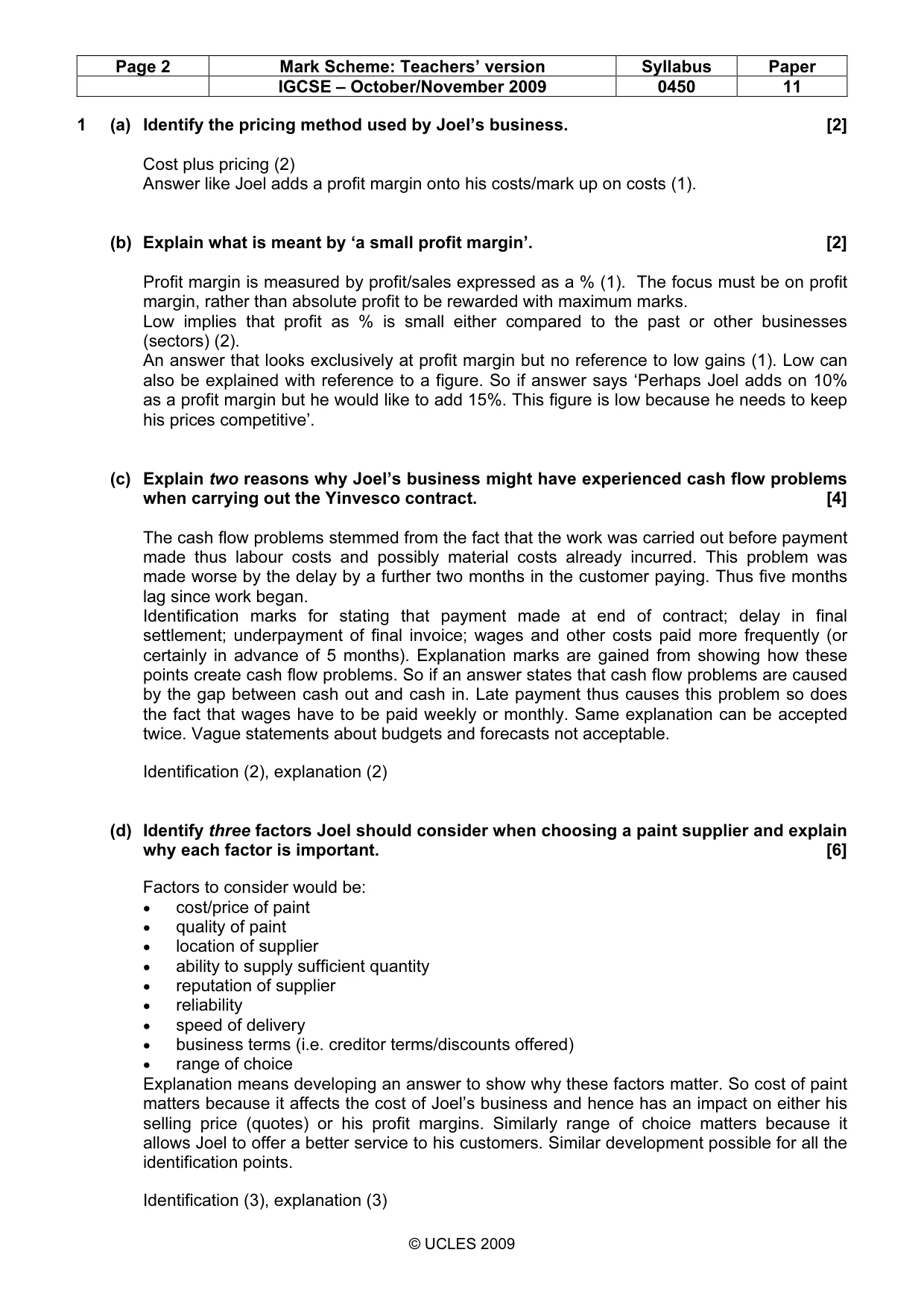 Mark scheme, page 2 of 9