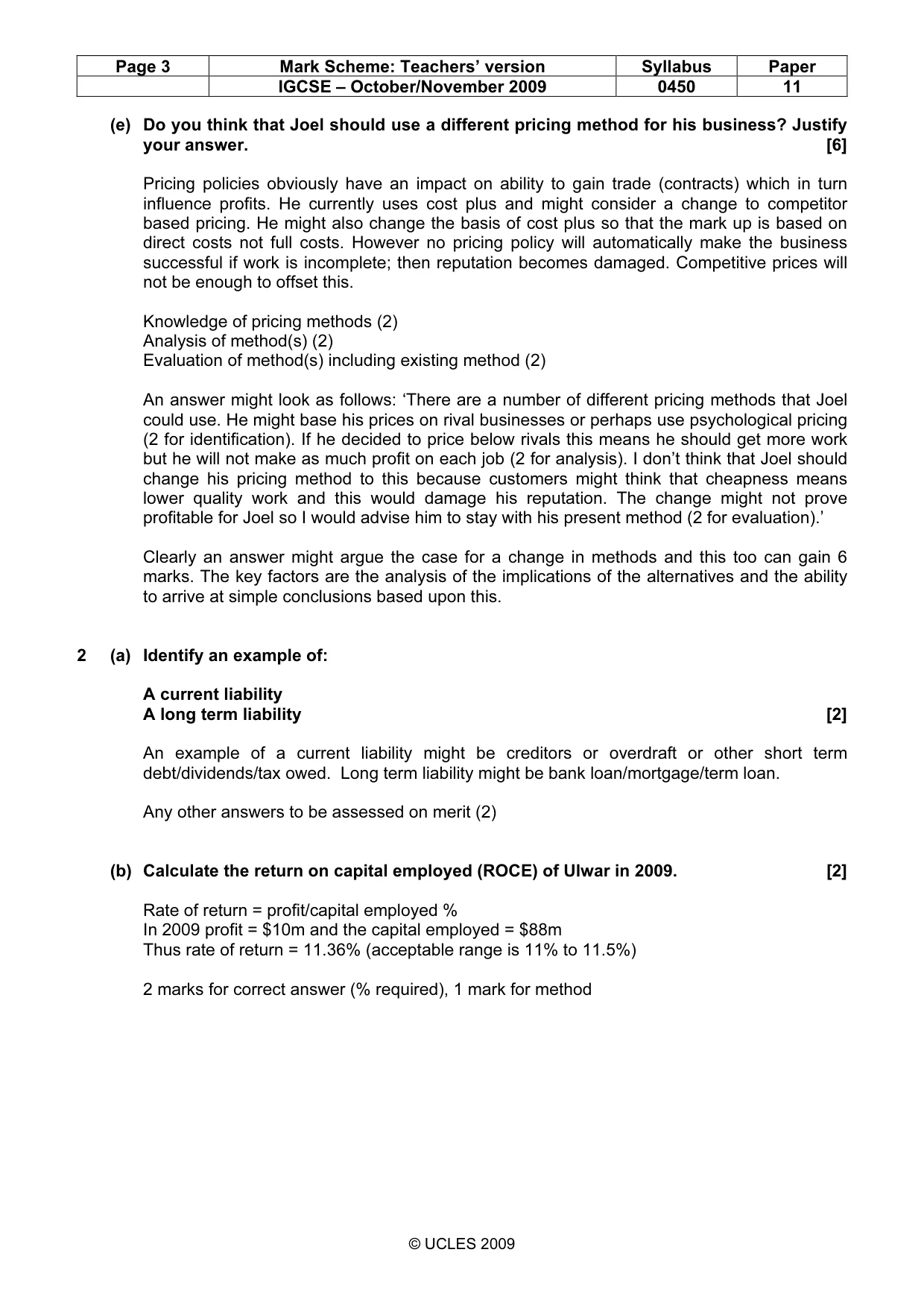 Mark scheme, page 3 of 9