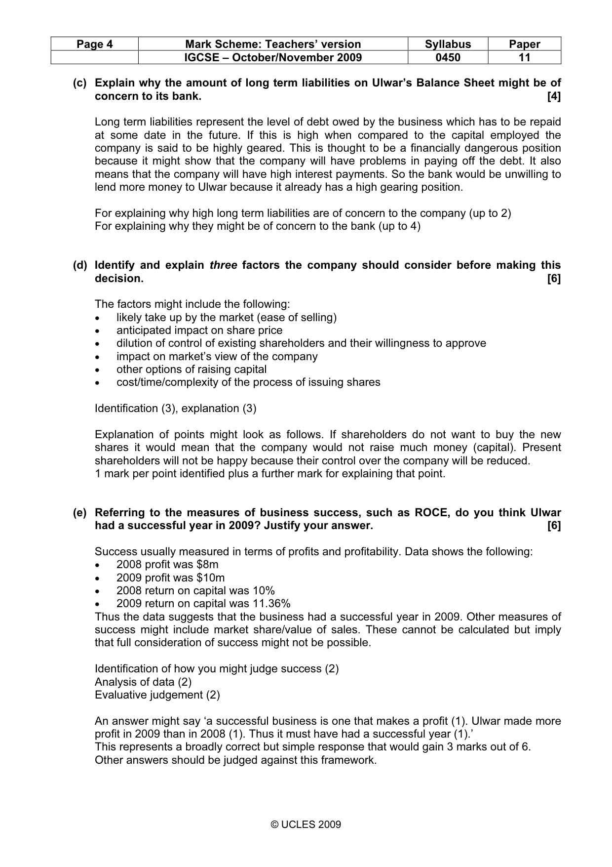 Mark scheme, page 4 of 9