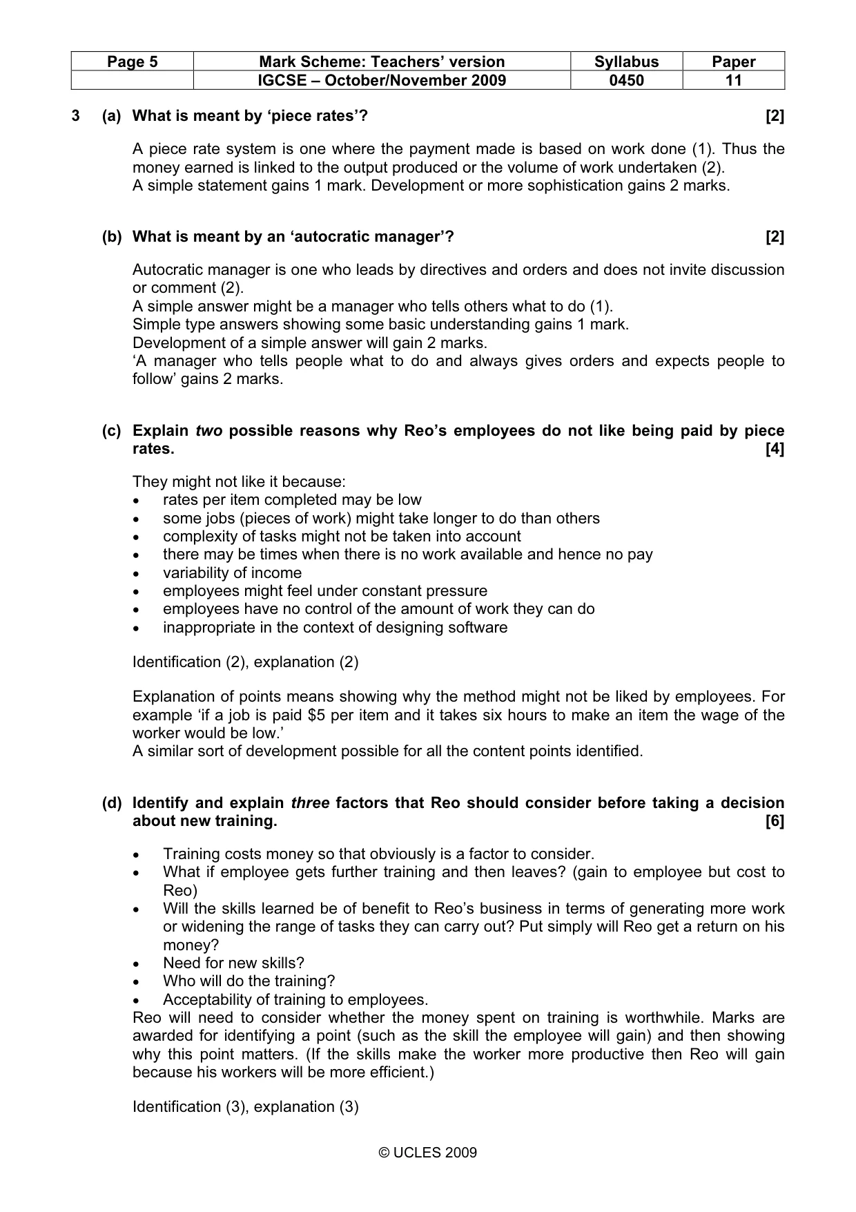 Mark scheme, page 5 of 9