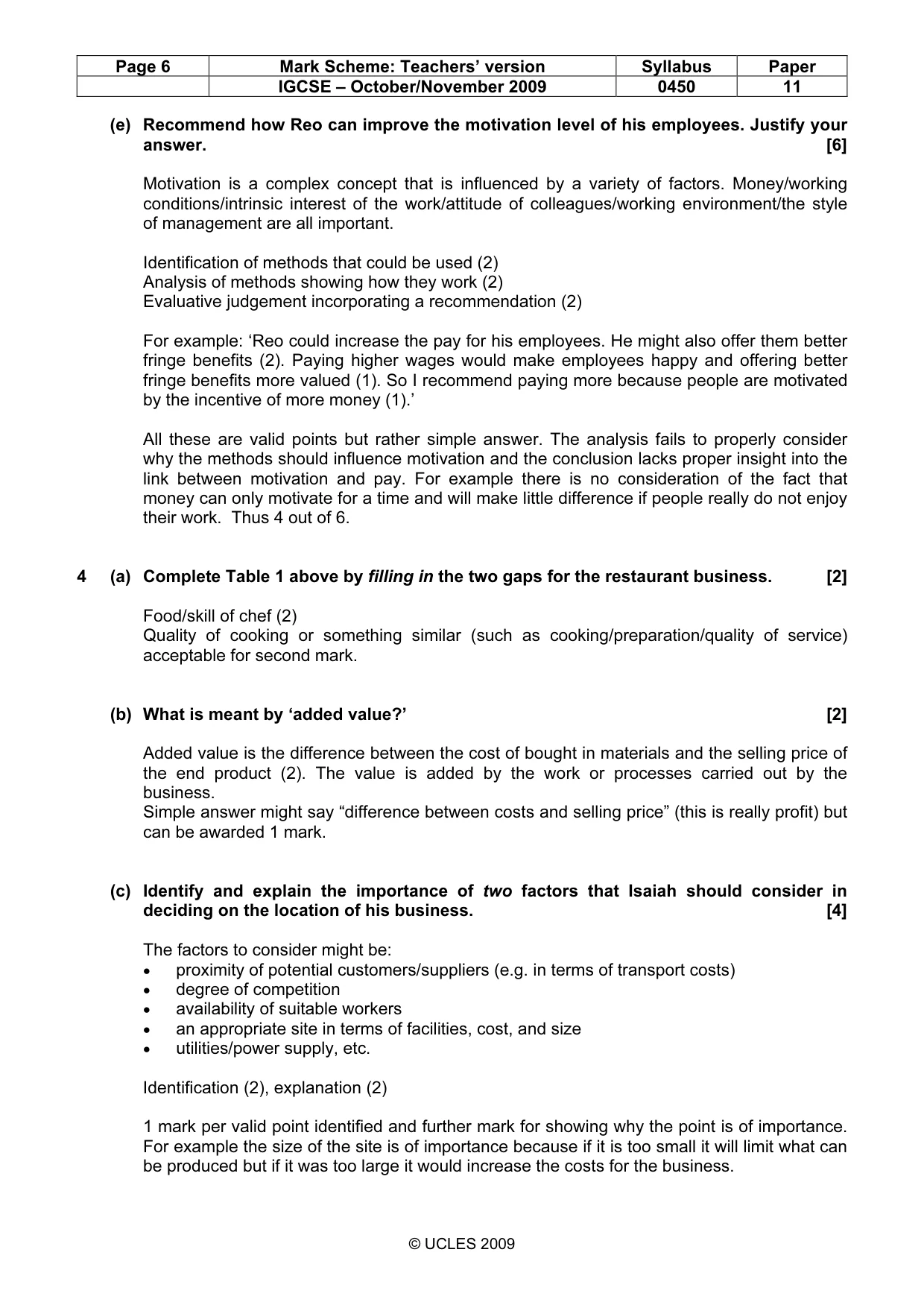 Mark scheme, page 6 of 9