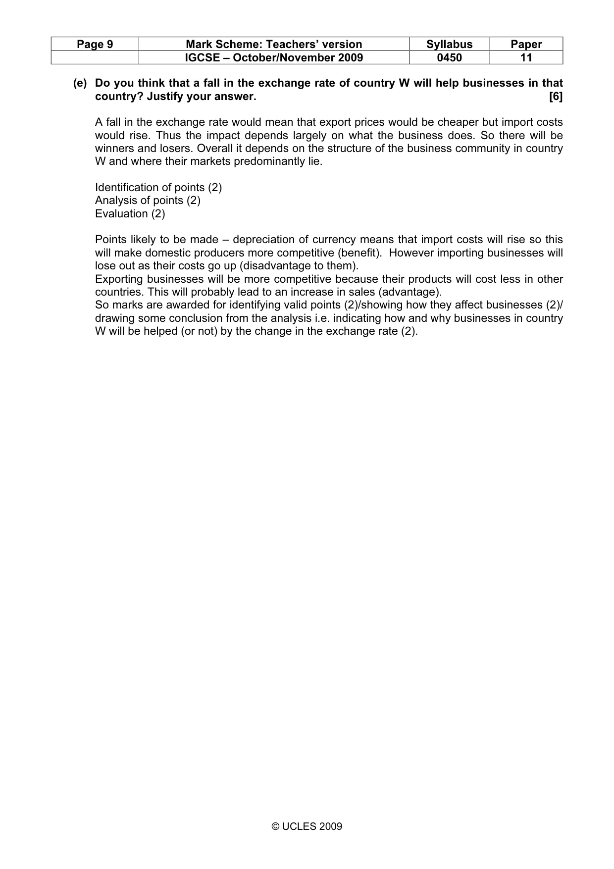 Mark scheme, page 9 of 9