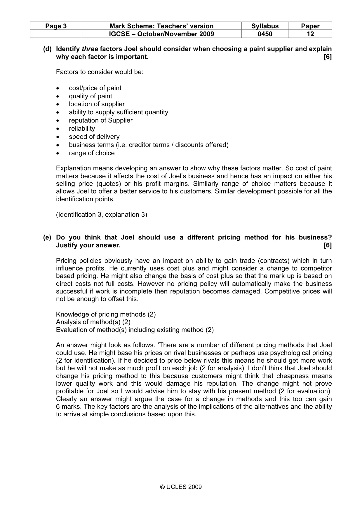 Mark scheme, page 3 of 10