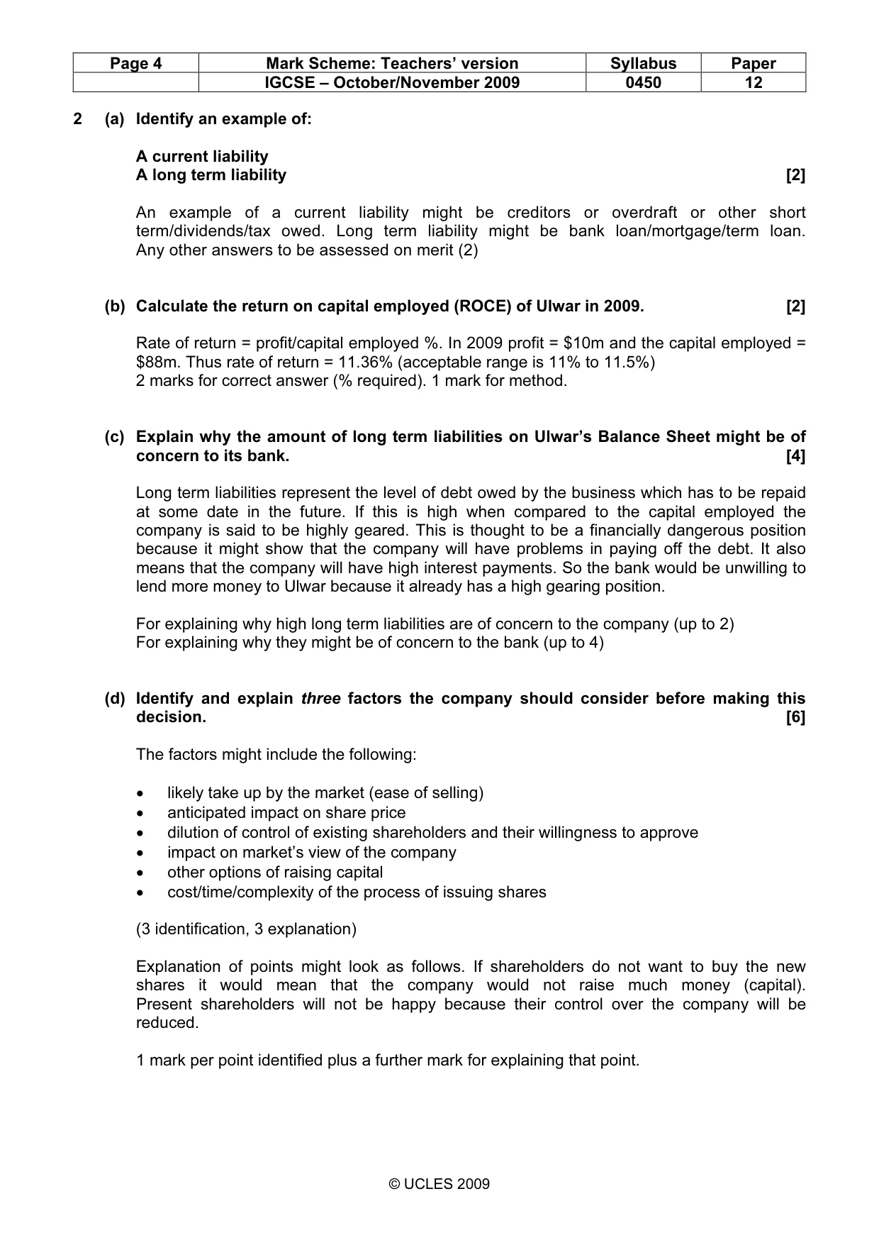 Mark scheme, page 4 of 10