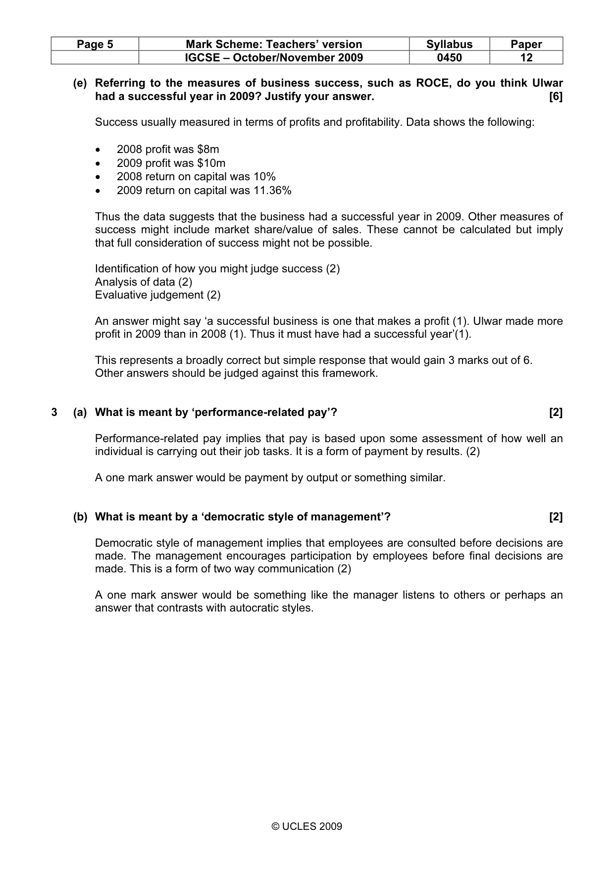 Mark scheme, page 5 of 10