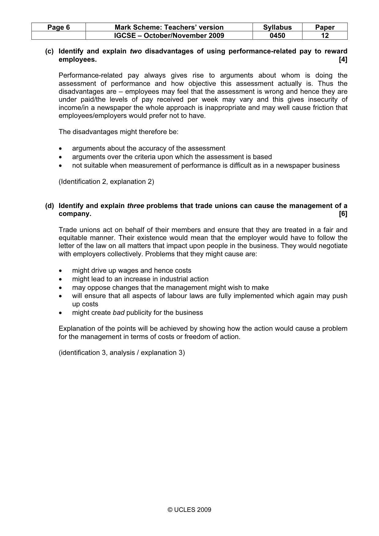 Mark scheme, page 6 of 10