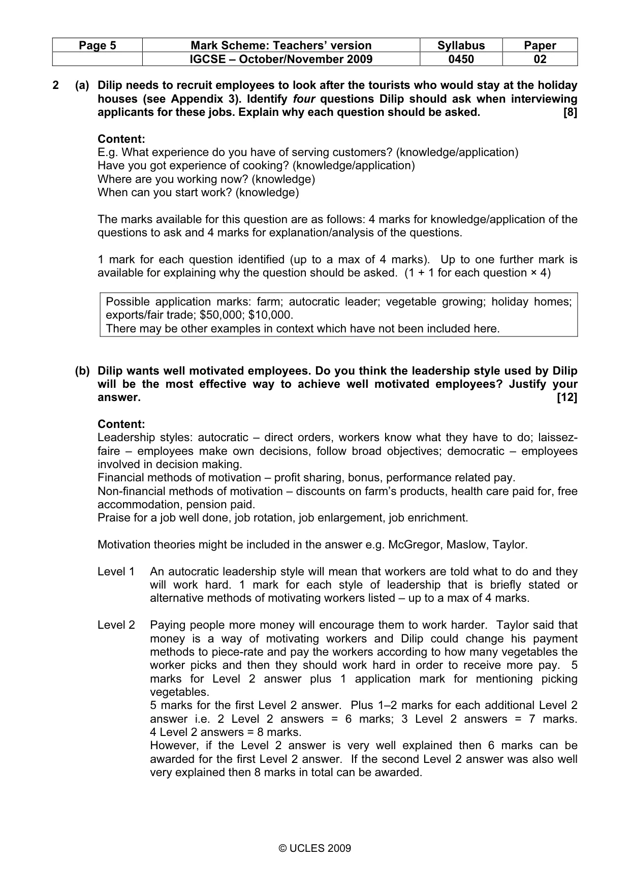 Mark scheme, page 5 of 11