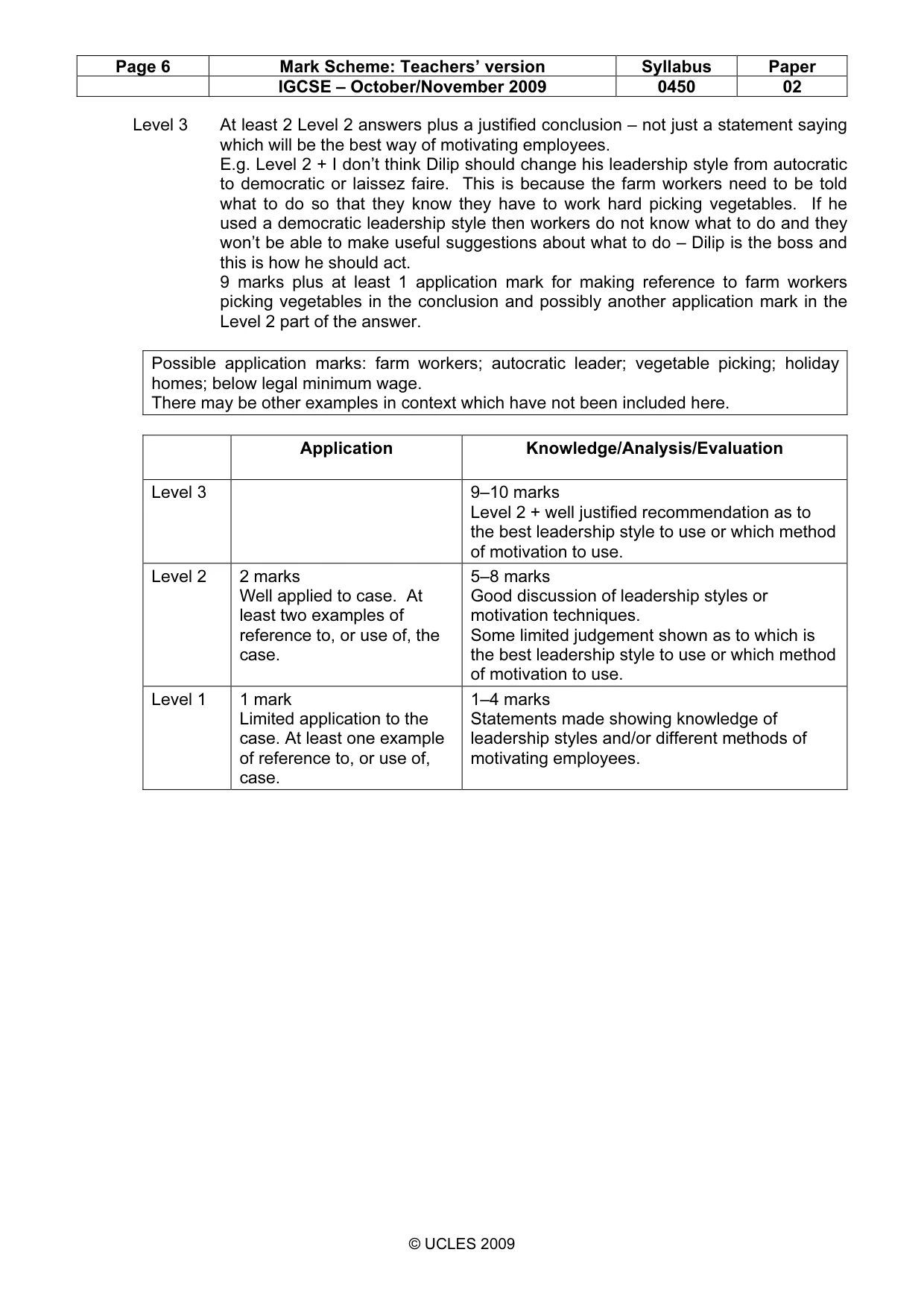 Mark scheme, page 6 of 11