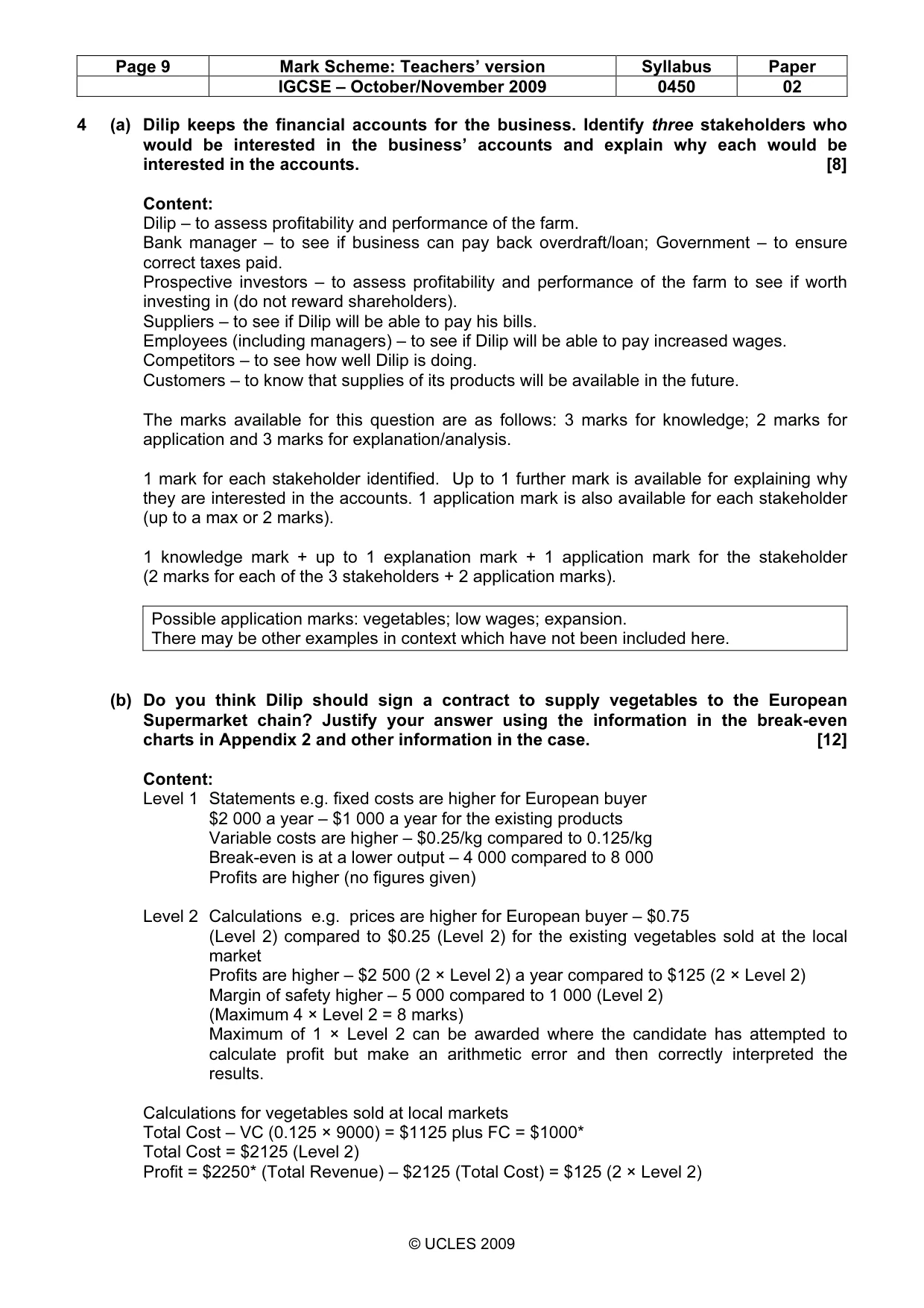 Mark scheme, page 9 of 11