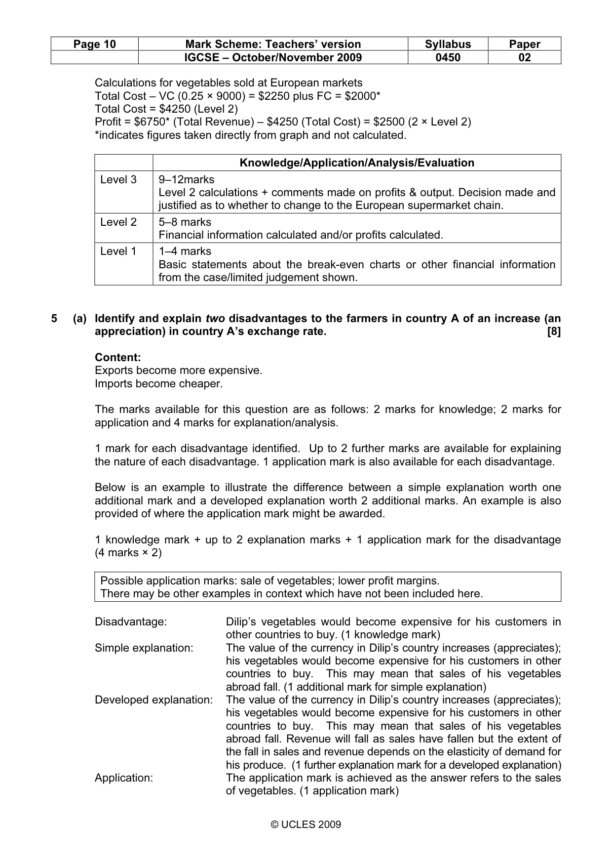 Mark scheme, page 10 of 11