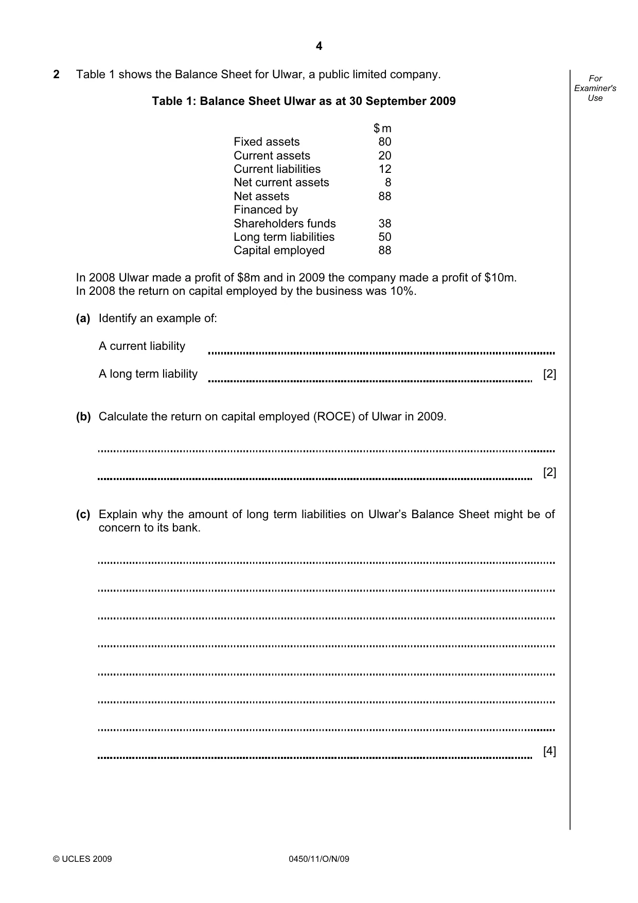 Cambridge IGCSE Business Studies 0450 2009 Oct/Nov Paper 1 · Variant 1 question paper, page 4 of 12
