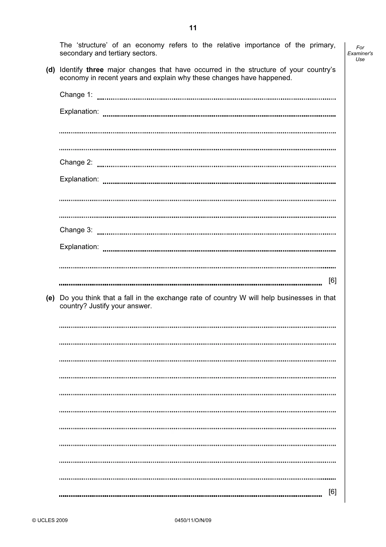 Cambridge IGCSE Business Studies 0450 2009 Oct/Nov Paper 1 · Variant 1 question paper, page 11 of 12
