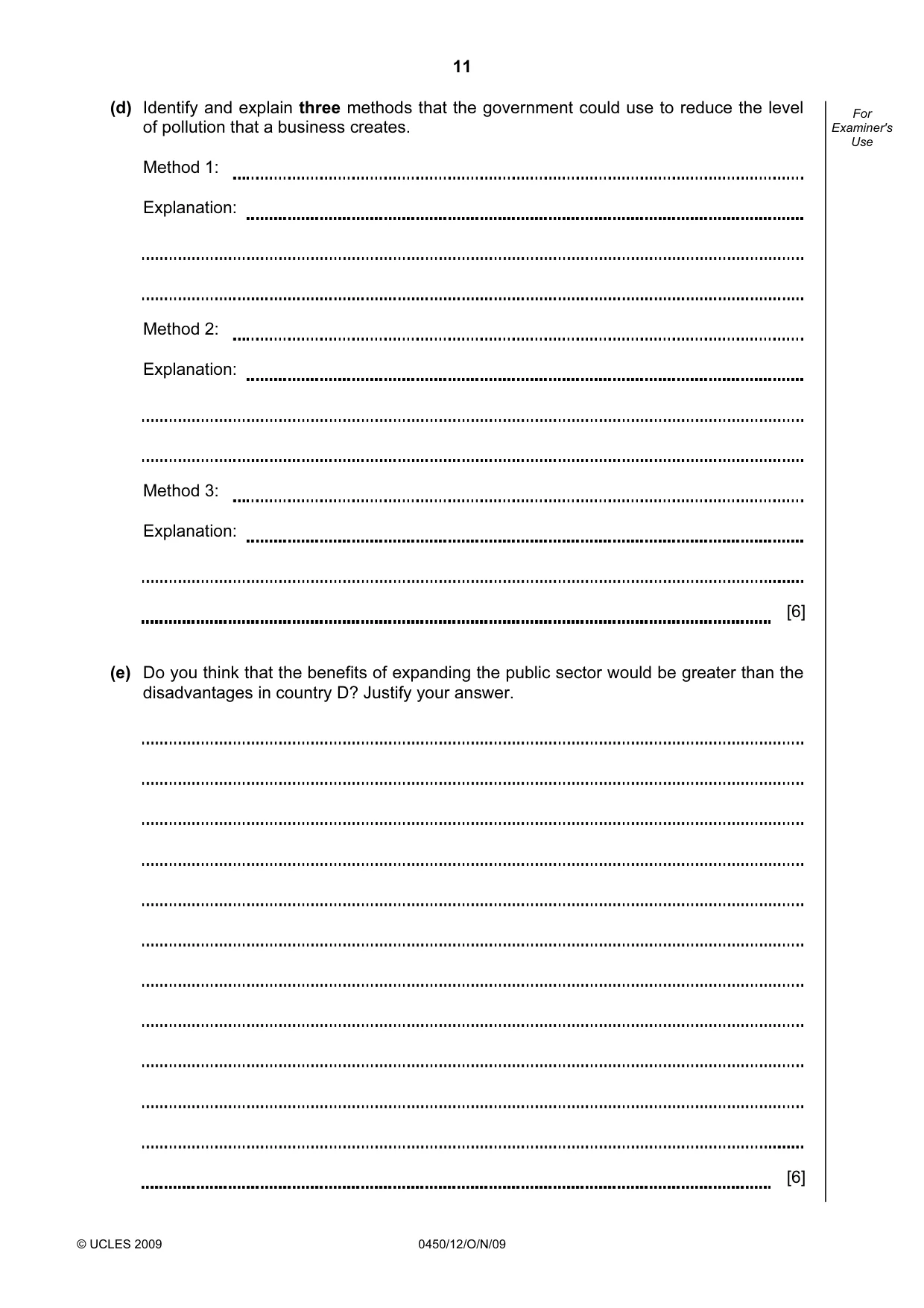Cambridge IGCSE Business Studies 0450 2009 Oct/Nov Paper 1 · Variant 2 question paper, page 11 of 12