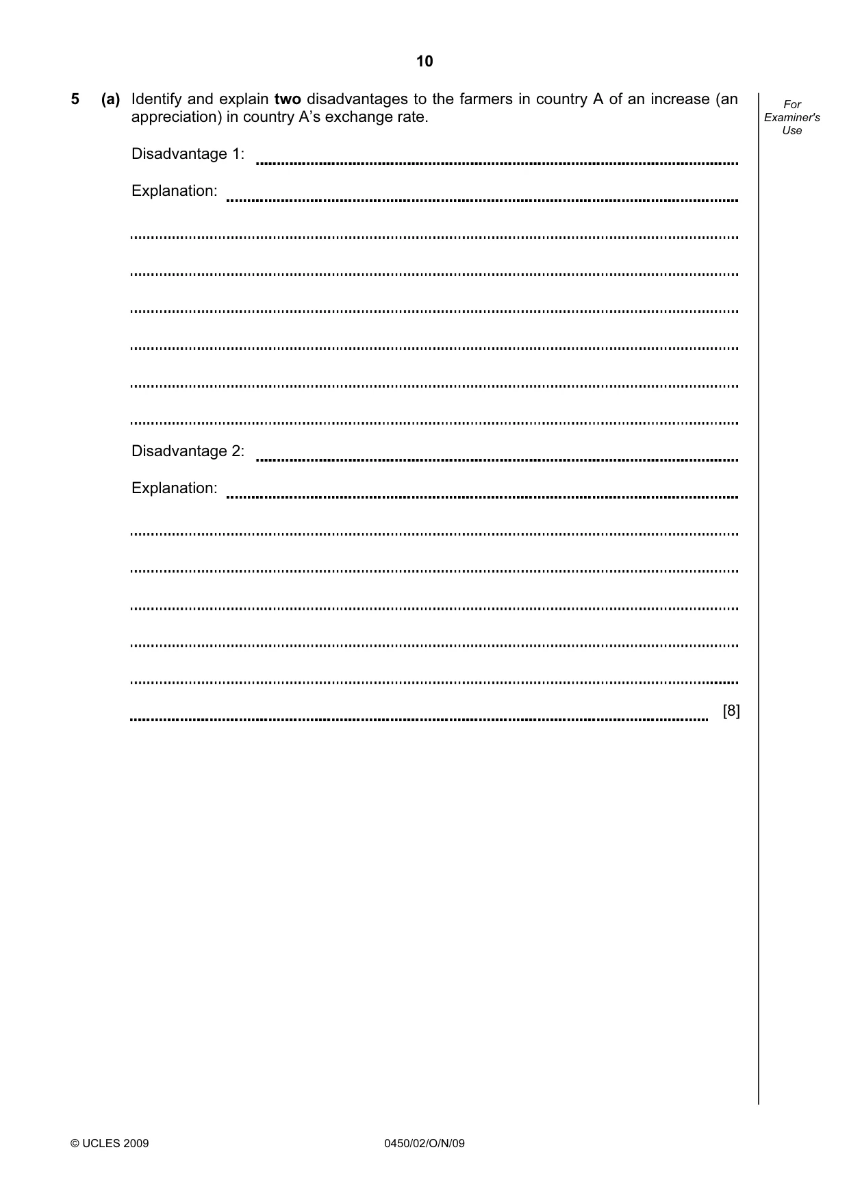 Cambridge IGCSE Business Studies 0450 2009 Oct/Nov Paper 2 · Variant 1 question paper, page 10 of 12