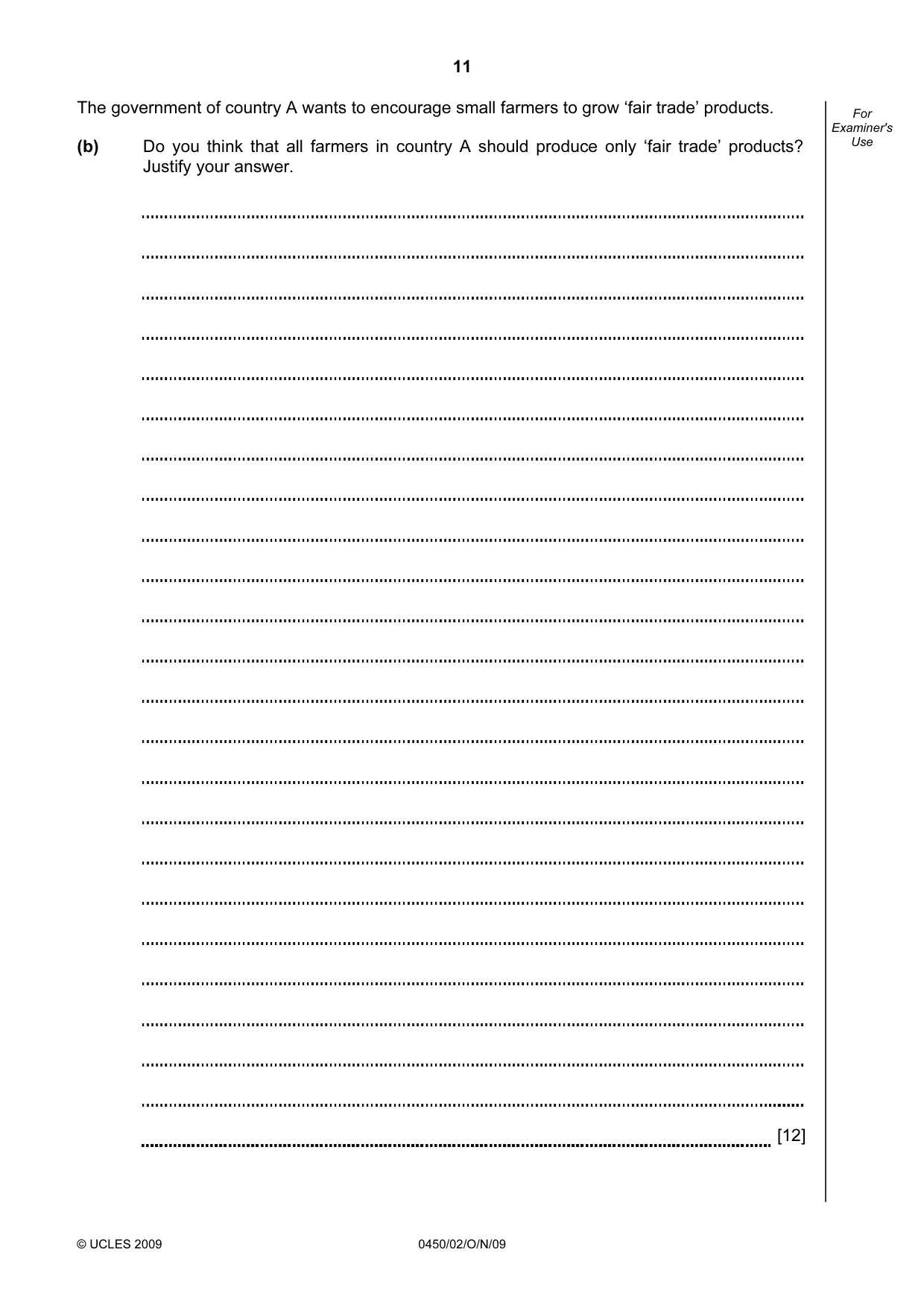 Cambridge IGCSE Business Studies 0450 2009 Oct/Nov Paper 2 · Variant 1 question paper, page 11 of 12