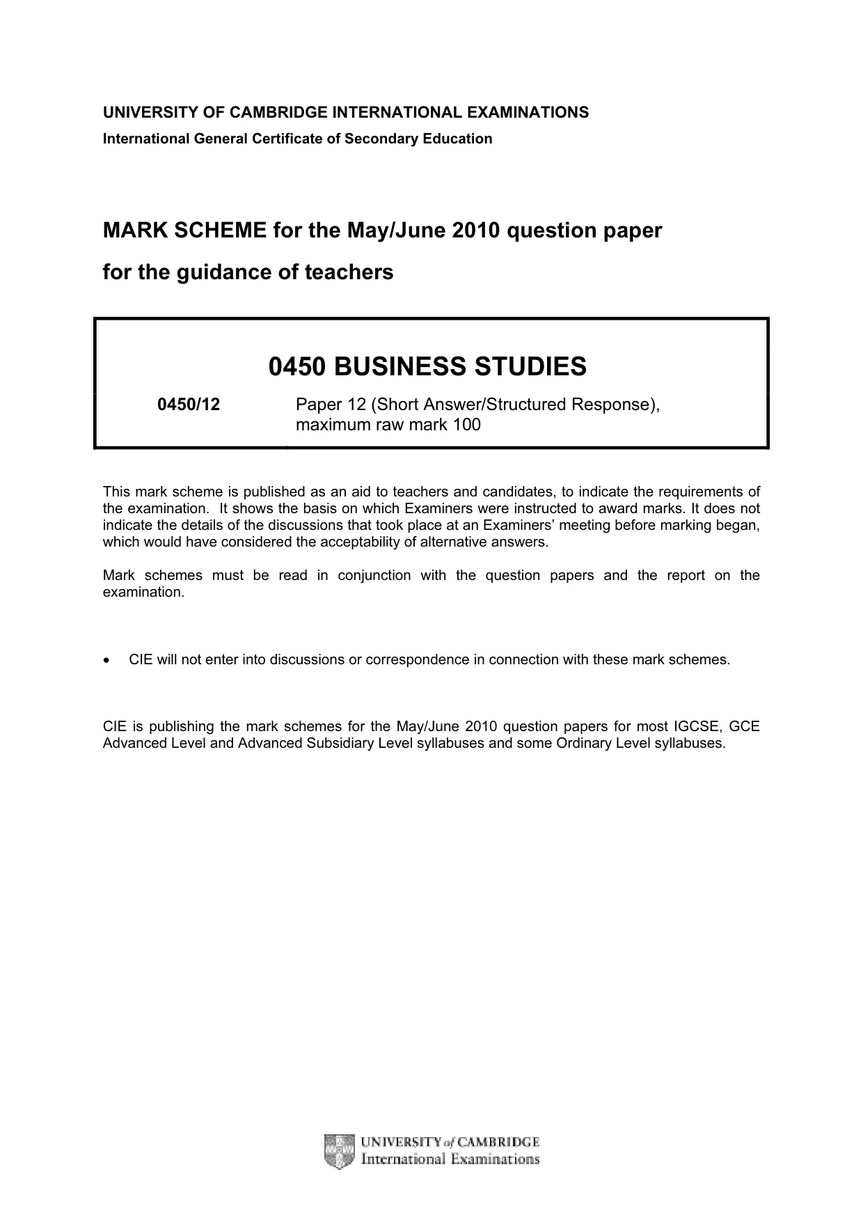 Mark scheme, page 1 of 11