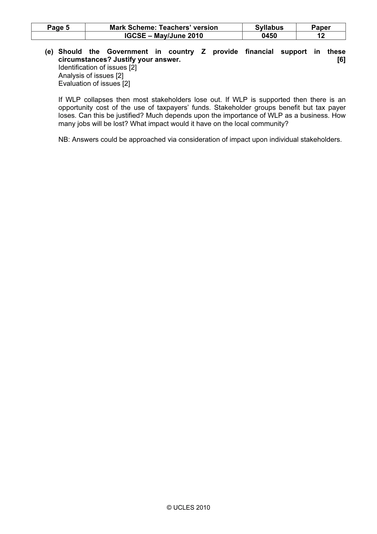 Mark scheme, page 5 of 11