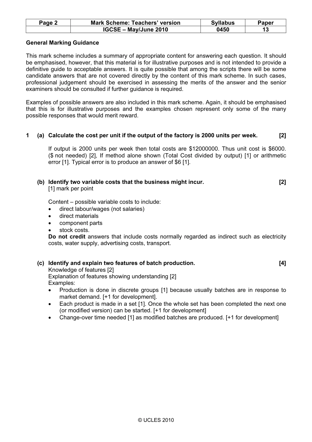 Mark scheme, page 2 of 11